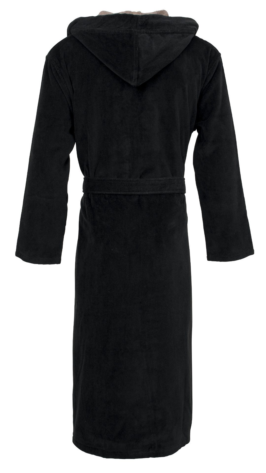 Carl Ross Unisex-Bademantel velours, Langform, Velours, Kapuze, Gürtel, Kapuze