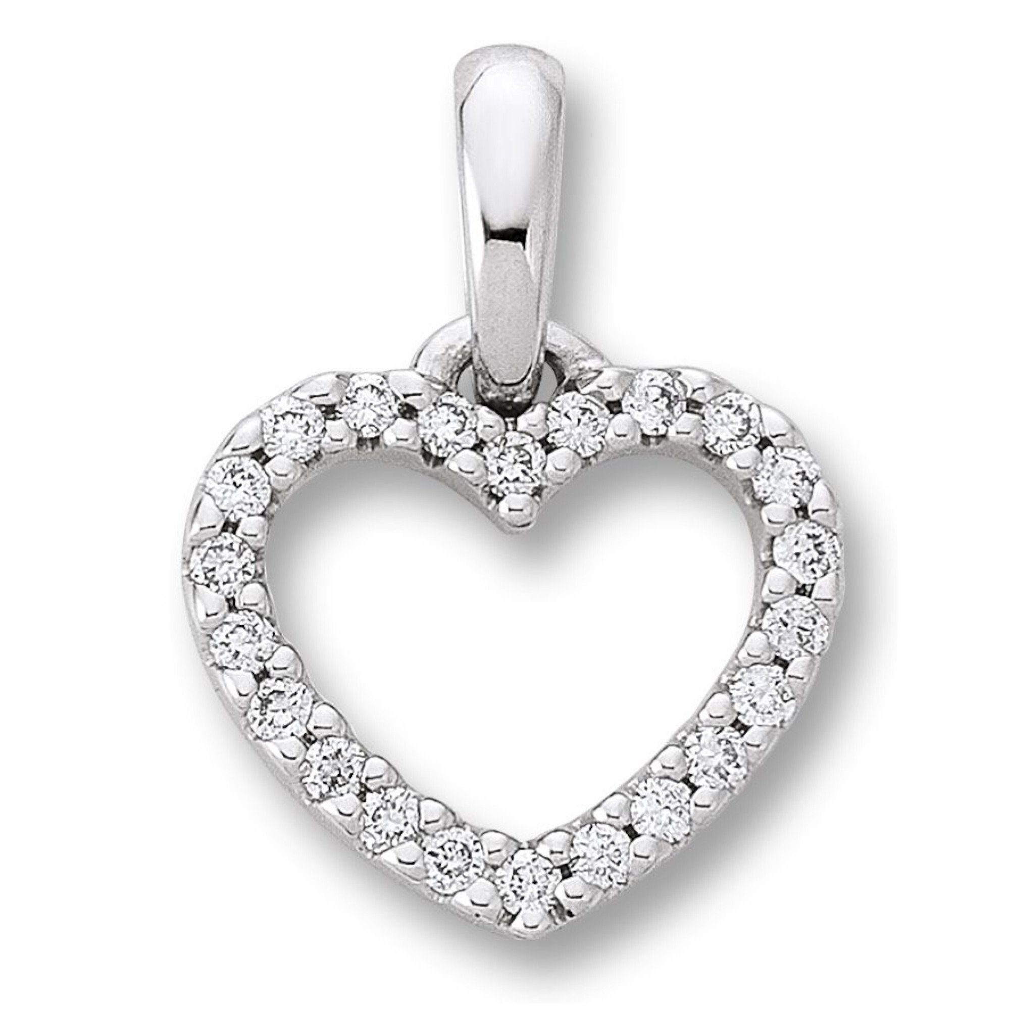 ONE Halskette aus ct mit Weißgold, Anhänger - Herz verstellbarer 0.11 Damen Brillant 585 Kette ELEMENT Diamant Set mit Anhänger Schmuckset
