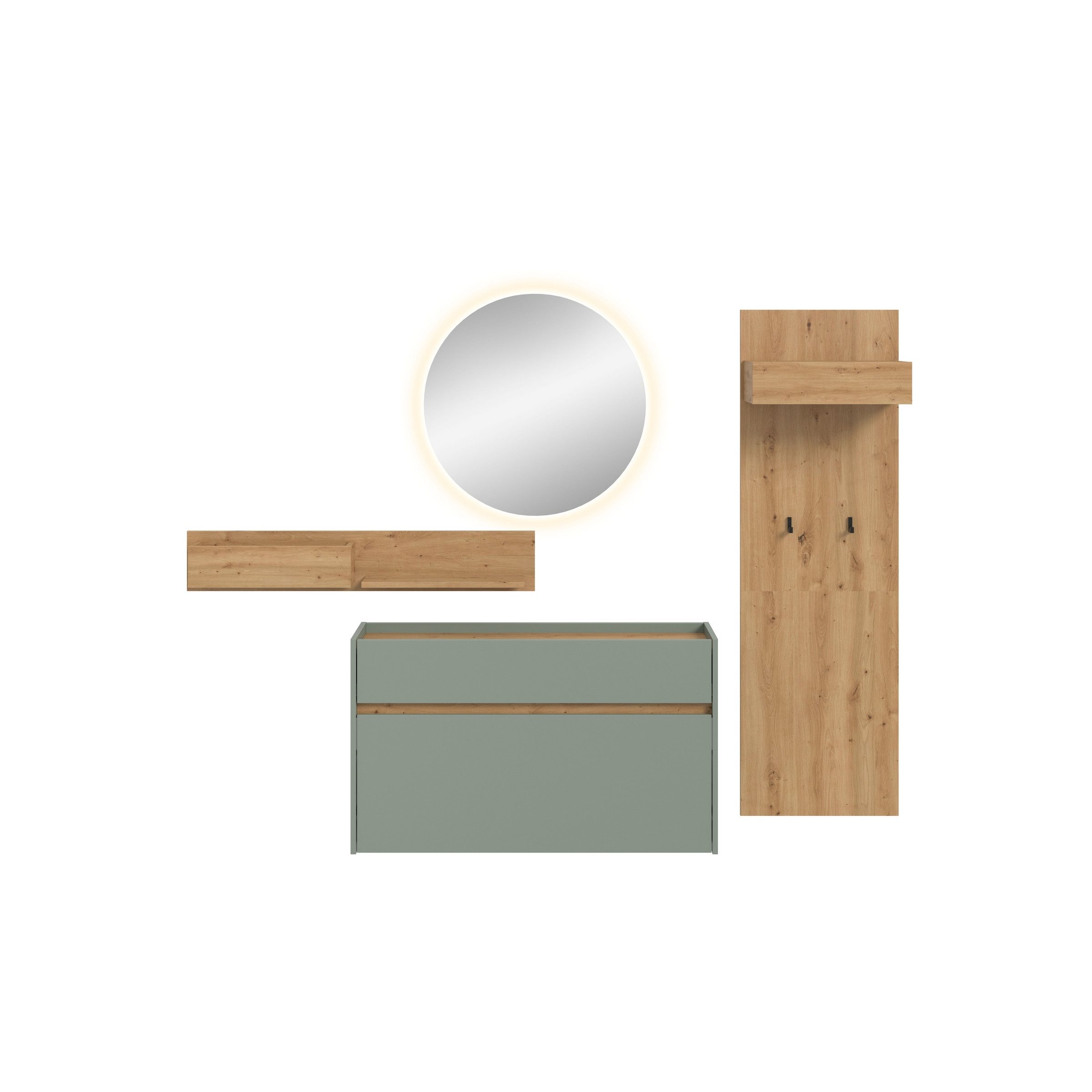 freiraum Garderoben-Set Drive, in Salbei - 197x205x32cm (BxHxT)