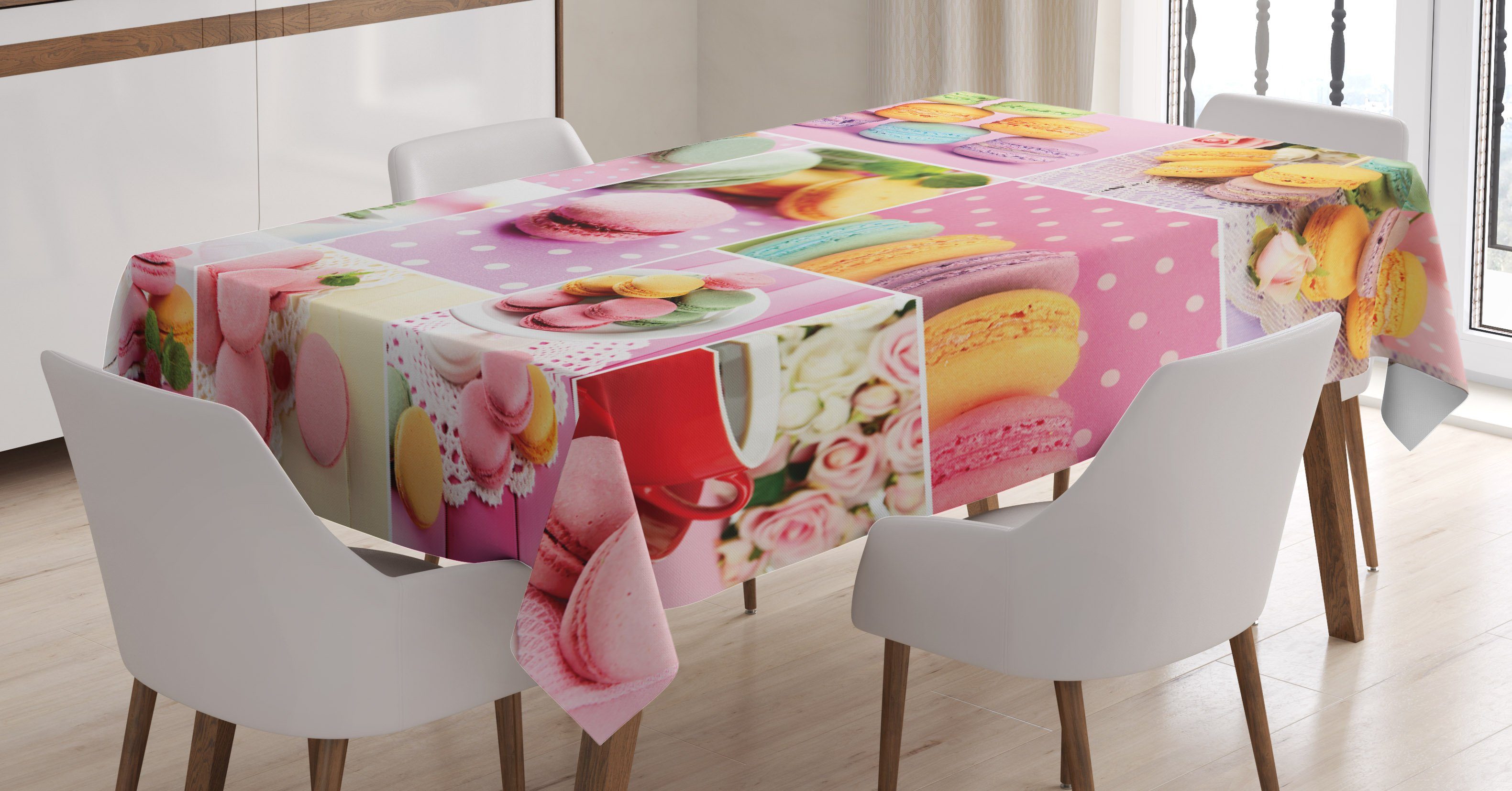 Abakuhaus Tischdecke Farbfest Waschbar Für den Außen Bereich geeignet Klare Farben, Bunt Makronen Servietten Dots | Tischdecken