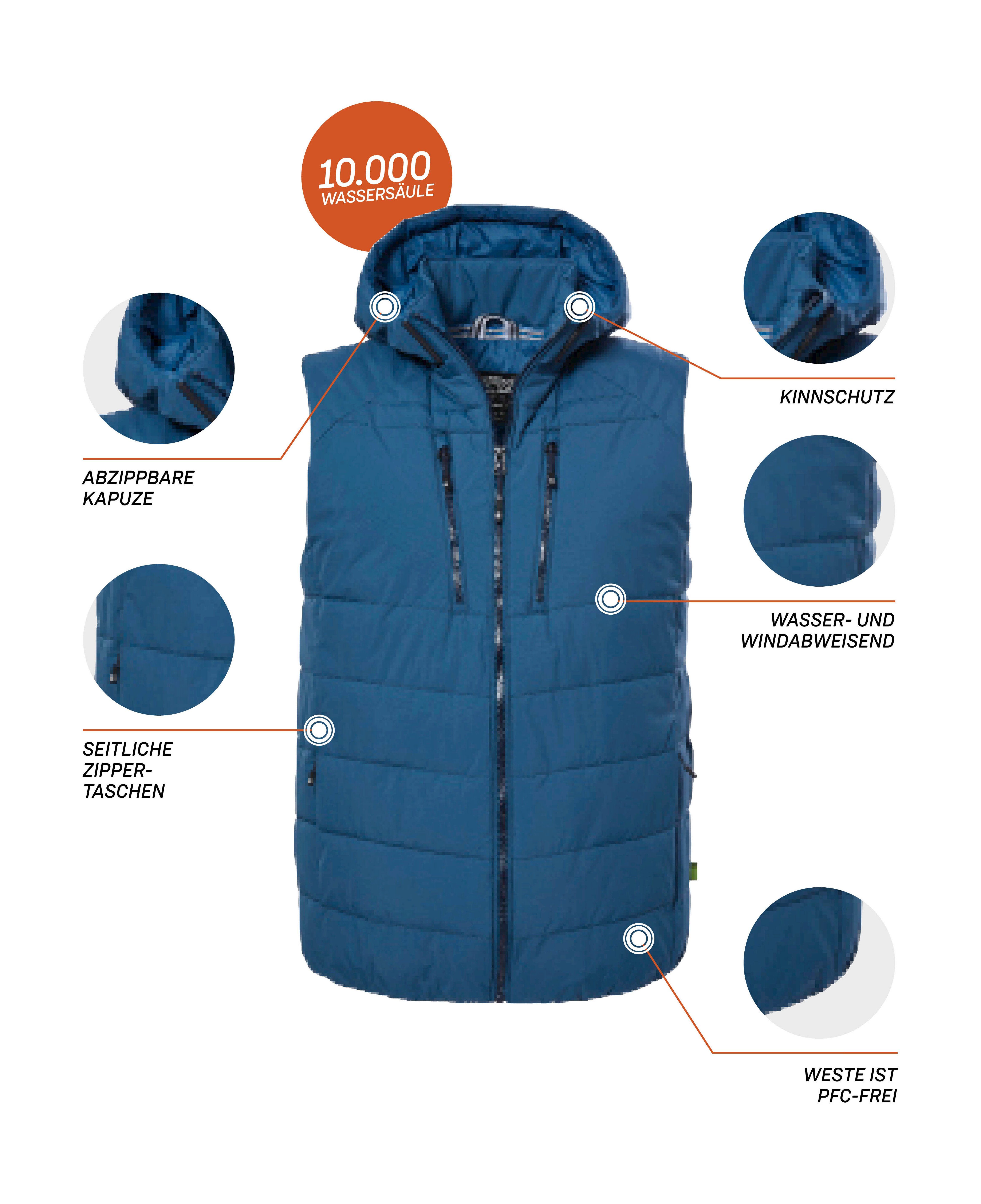 Killtec Steppweste KOW 10 MN QLTD VST Leichte, wasser- und windabweisende Herrenweste mit abnehmbarer Kapuze