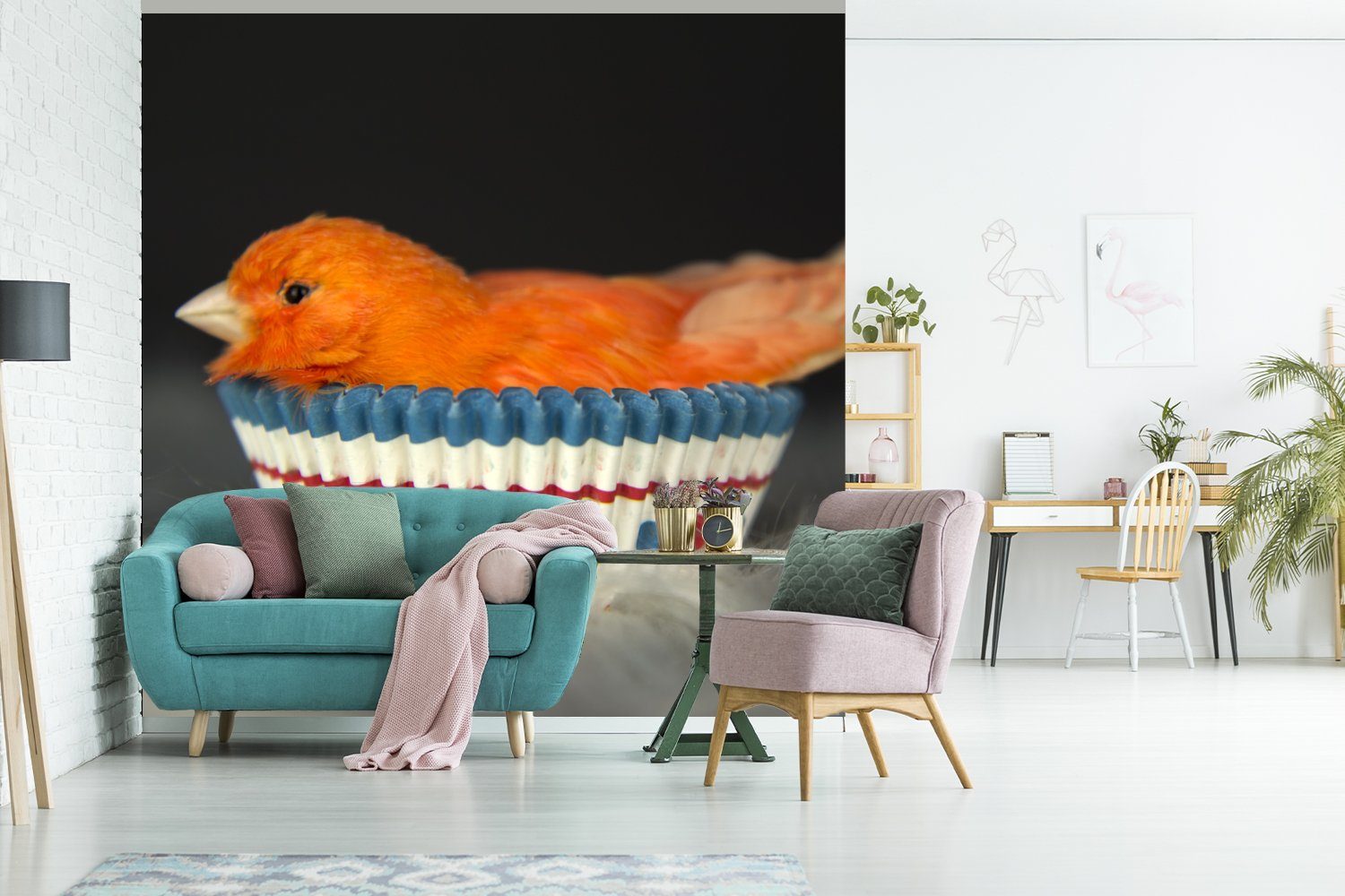 MuchoWow Fototapete Wohnzimmer - St), (4 Vogel Fototapete Portrait, Muffinförmchen für Schlafzimmer bedruckt, - Vliestapete Matt, Küche