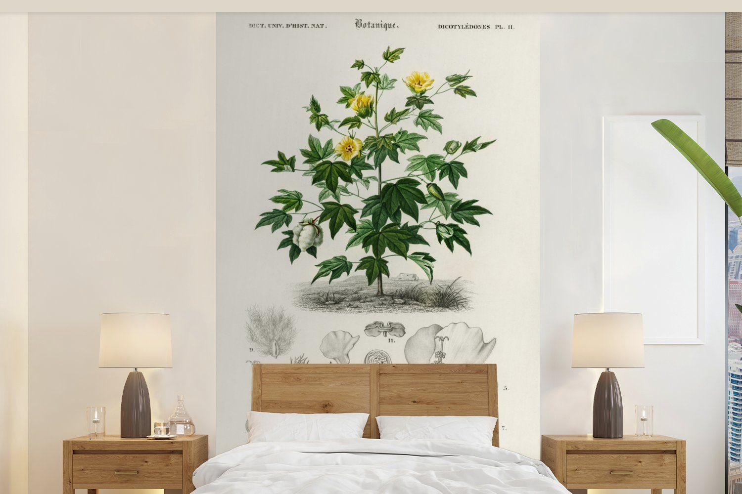 Matt, Pflanze - Schlafzimmer, - MuchoWow bedruckt, Vinyl St), Wohnzimmer, Fototapete für Wallpaper Kinderzimmer, Botanik, Tapete Blume (3