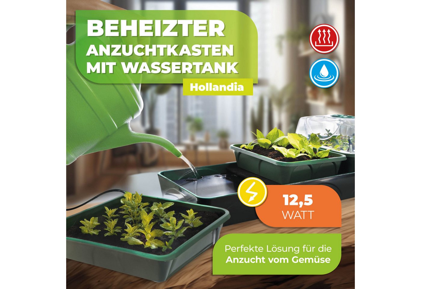 Thumbnail - Bio Green Frühbeet Beheizter Anzuchtkasten "Hollandia" mit den Maßen L 54 x B 21 x H 17