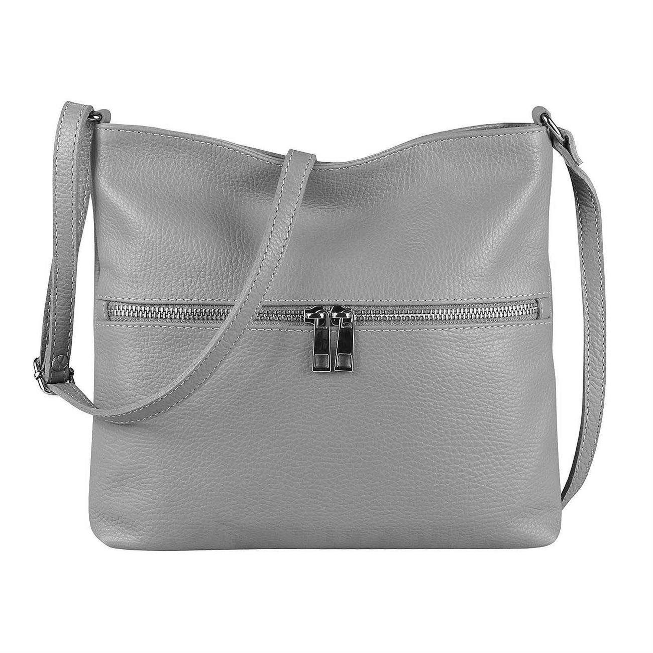 ITALYSHOP24 Schultertasche Made in Italy Damen Leder Tasche CrossOver, als Handtasche, Umhängetasche, Shopper tragbar