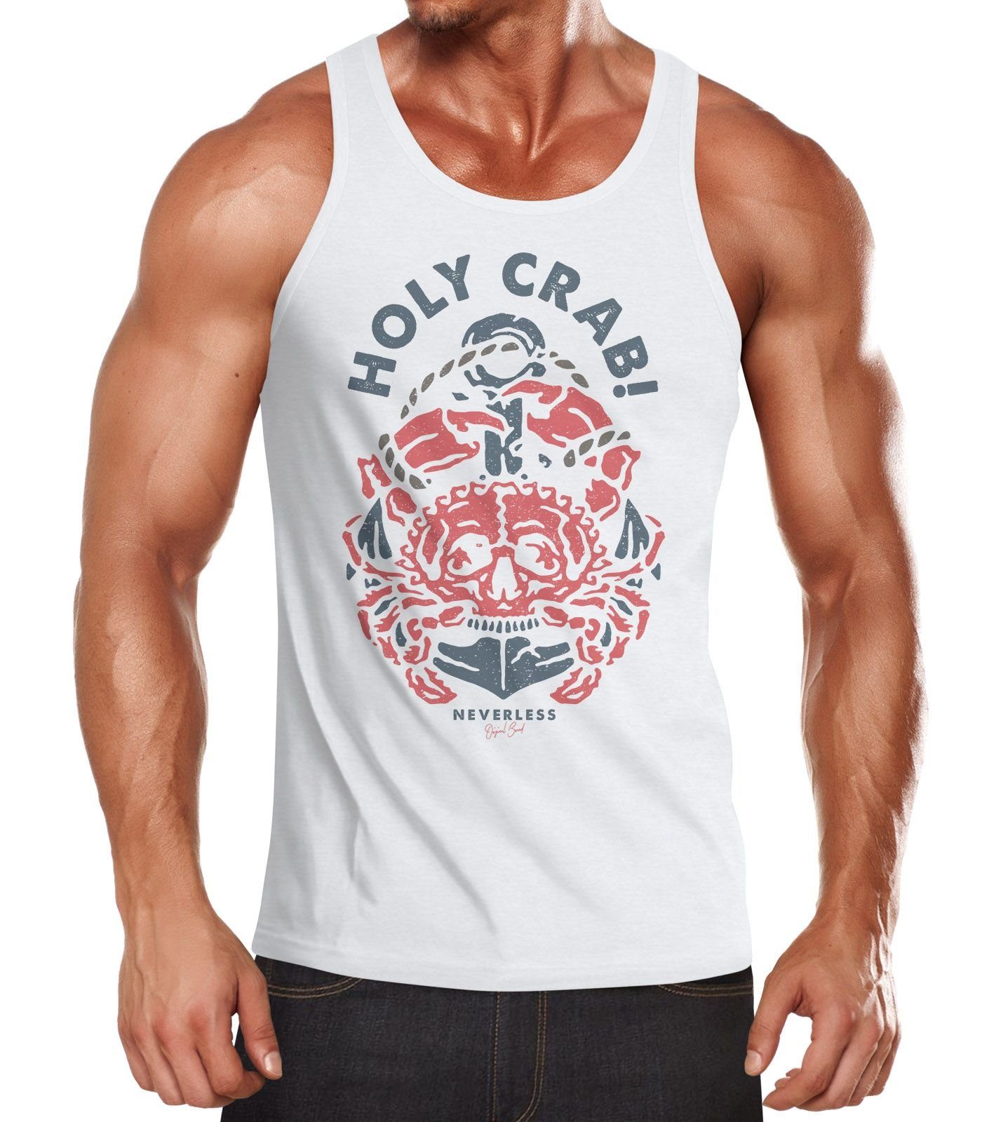 Neverless Tanktop Herren Tank-Top Skull Crab Anker maritimes Motiv witzig Muskelshirt Muscle Shirt Neverless® mit Print