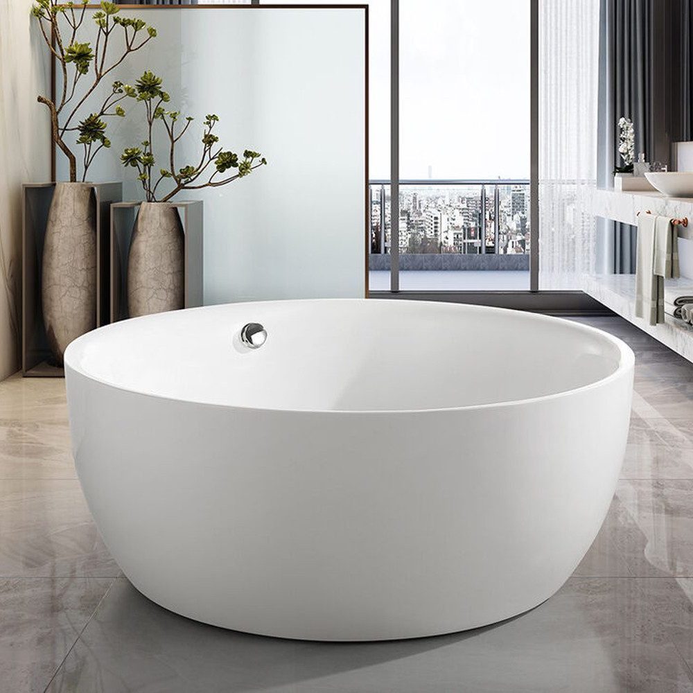 JVmoebel Badewanne Freistehende Badewanne in Weiß mit elegantem Runddesign, (1-tlg), Made in Europa