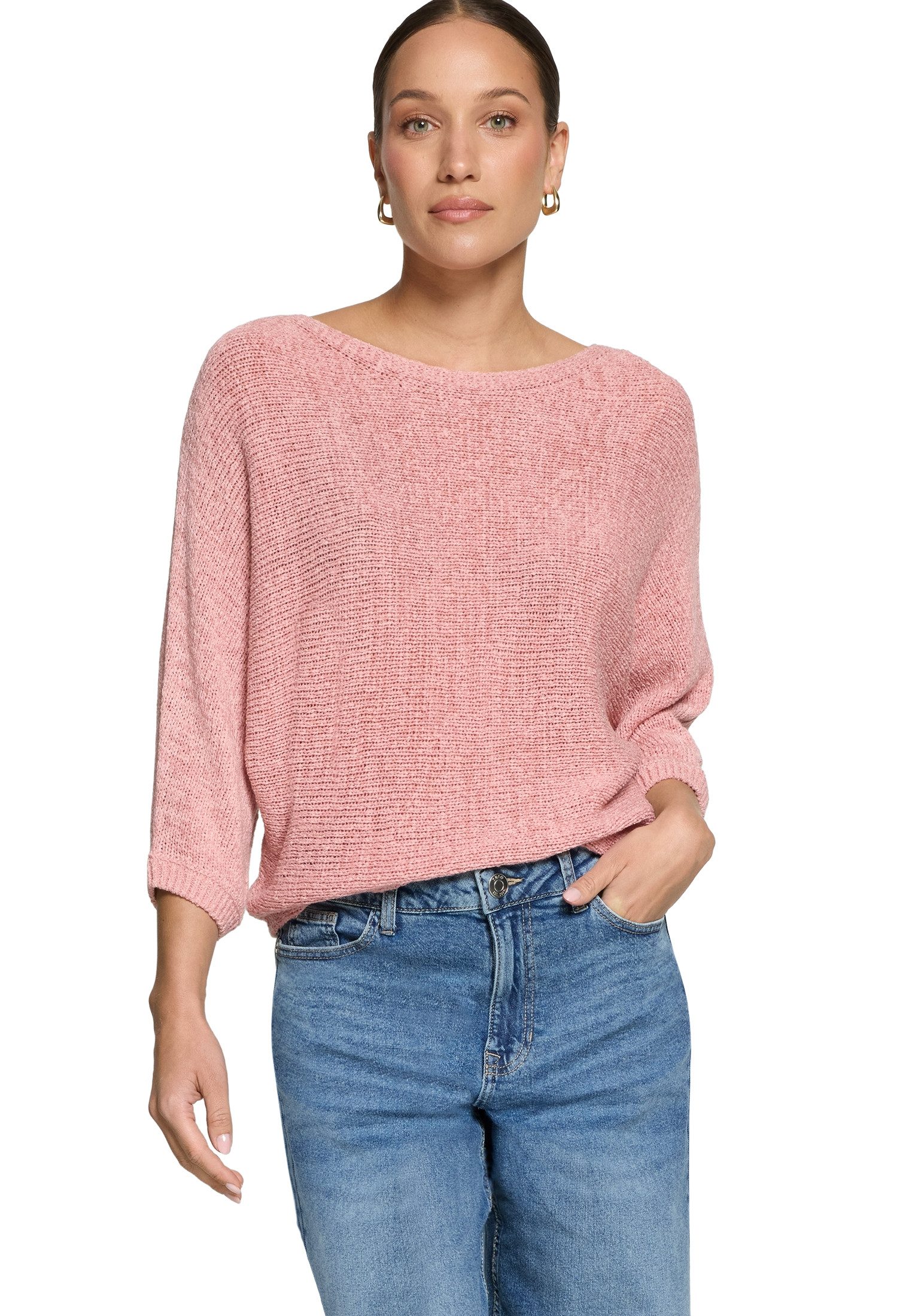 Zero Strickpullover Damen mit Fledermausärmeln (1-tlg) Gerippt