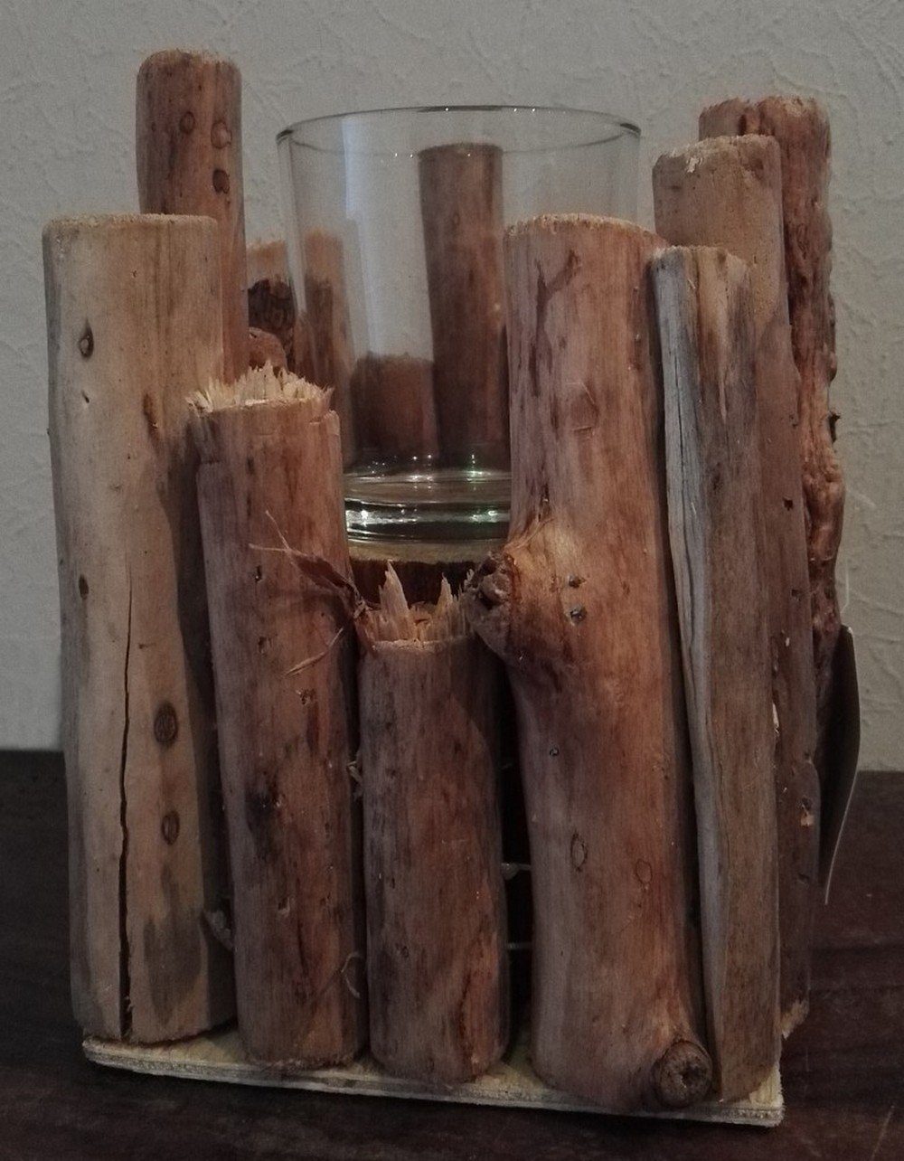 Deko-Impression Kerzenständer Schöner Kerzenständer Teelichthalter St) Holz (1 und Glas natur