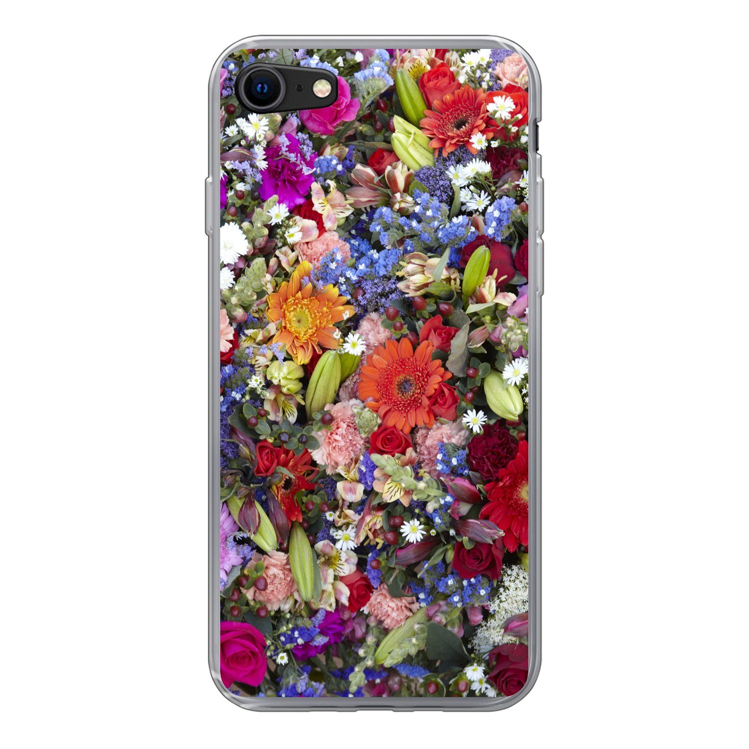 MuchoWow Handyhülle für Apple iPhone 7 Ein florales Design mit leuchtenden Farben, Smartphone-Bumper, Print, Handy Schutzhülle Dünn