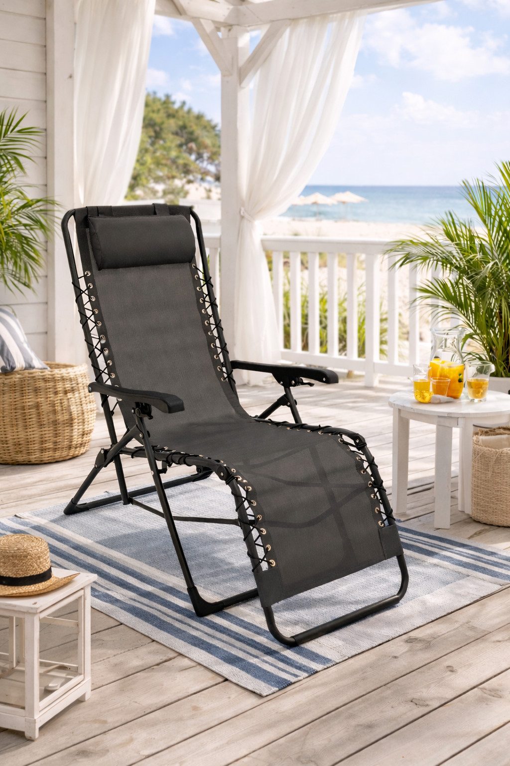 DEGAMO Relaxsessel NIZZA, Kunstgewebe 2*1 grau, stufenlos verstellbar, faltbar