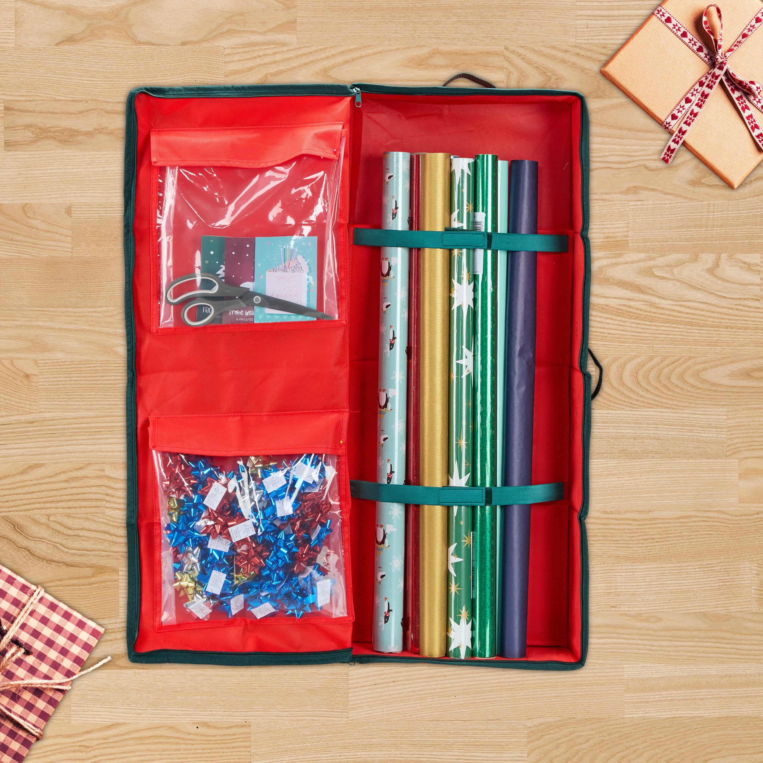 relaxdays Aufbewahrungsbox Rote Geschenkpapier Aufbewahrungsbox