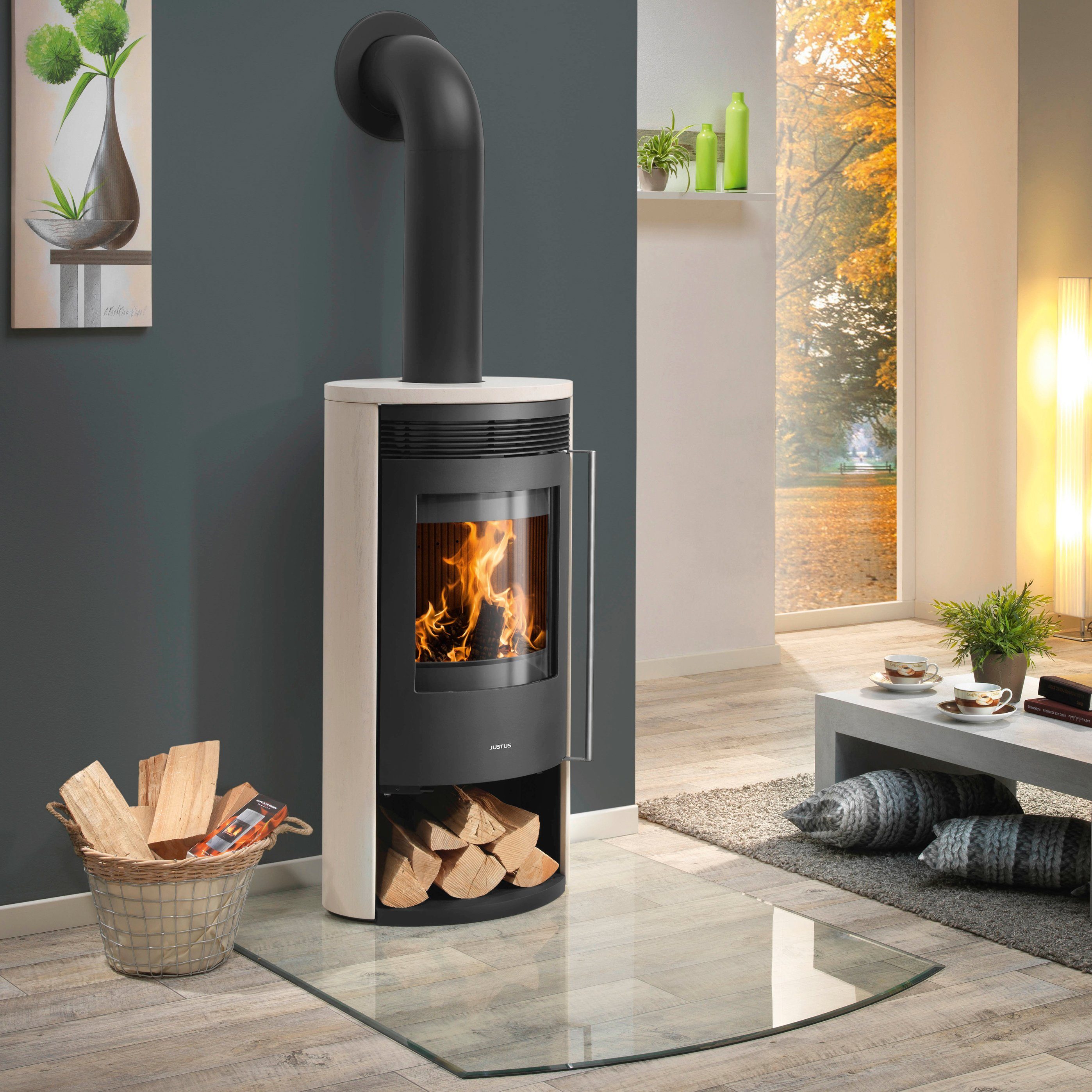 JUSTUS Kaminofen Arktis 5 2.0, 5 kW, Zeitbrand, Klares Design und  umfangreiche Funktionen