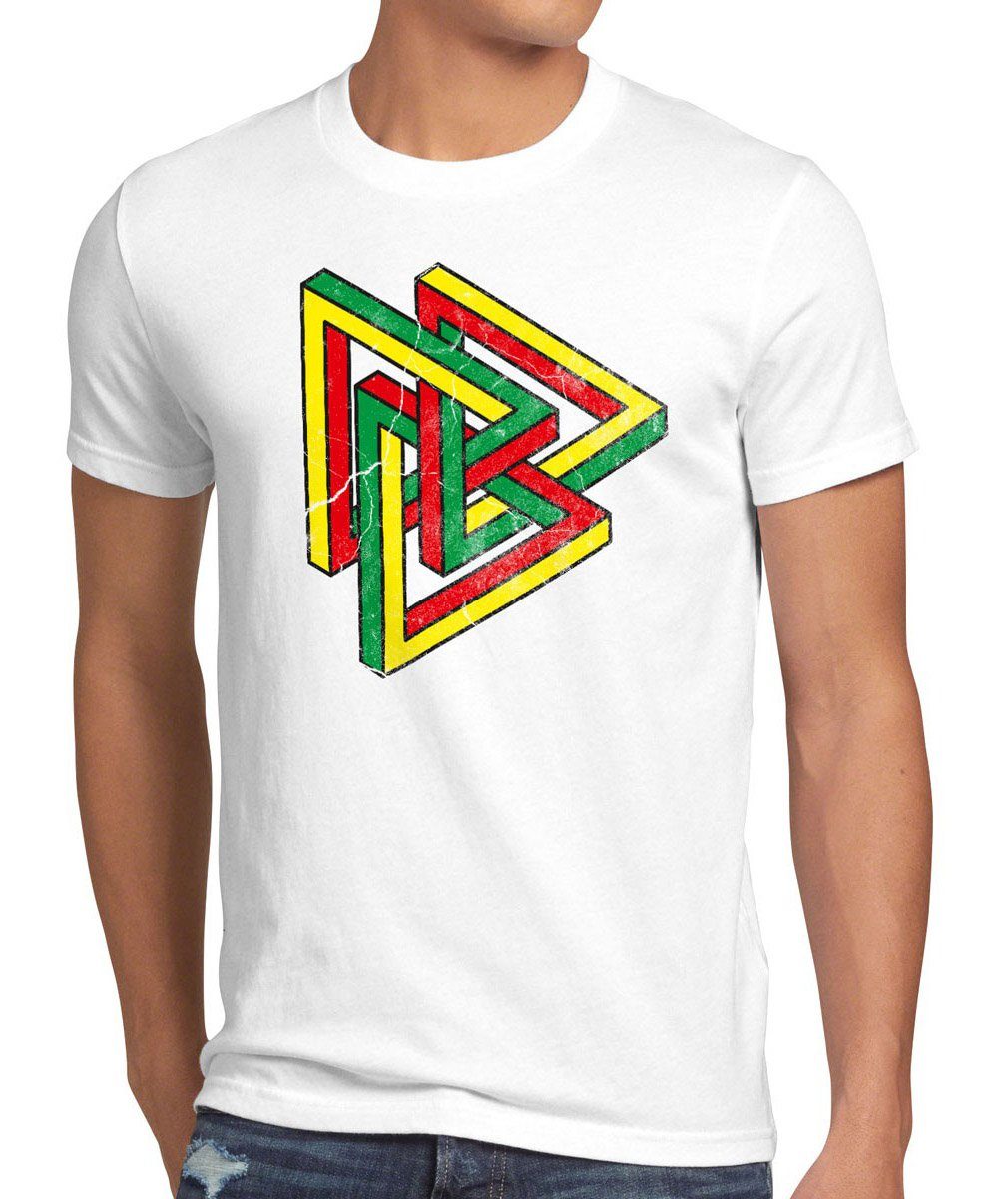 style3 Print-Shirt Herren T-Shirt Color Penrose Big Bang Sheldon Escher Cooper Dreieck Theory the weiß