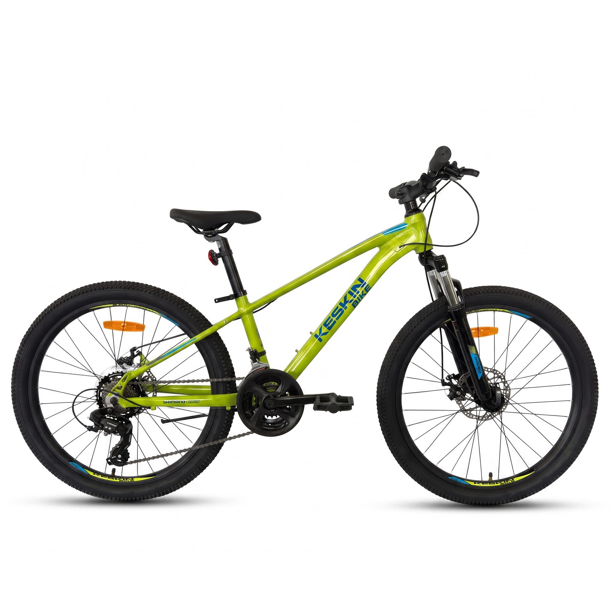 Keskin eBike Mountainbike Keskin MTB1 – 24 Zoll Mountainbike – leichter Aluminium-Rahmen, 21 Gang Shimano RD-TY300/EF500 Schaltwerk, Kettenschaltung, (Aluminiumrahmen, mechanischen Scheibenbremsen), mit 24"x 2,35" Luftreifen ideal für Gelände und Alltag