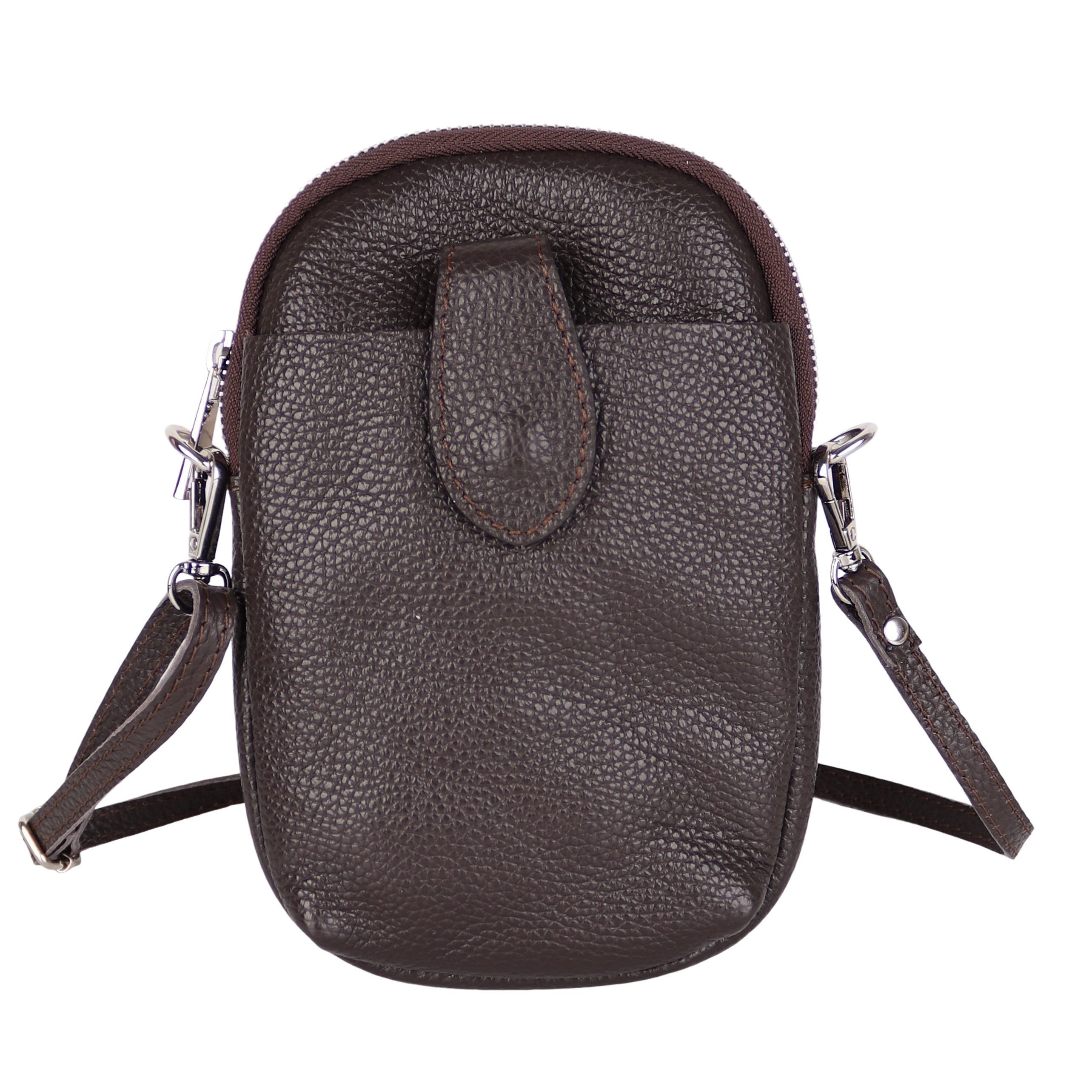 MIRROSI Handytasche Damen Kleine Umhängetasche aus Echtleder Made in Itlay (ca. 14x21x3cm), Mini Handytasche zum Umhängen, Handy Tasche