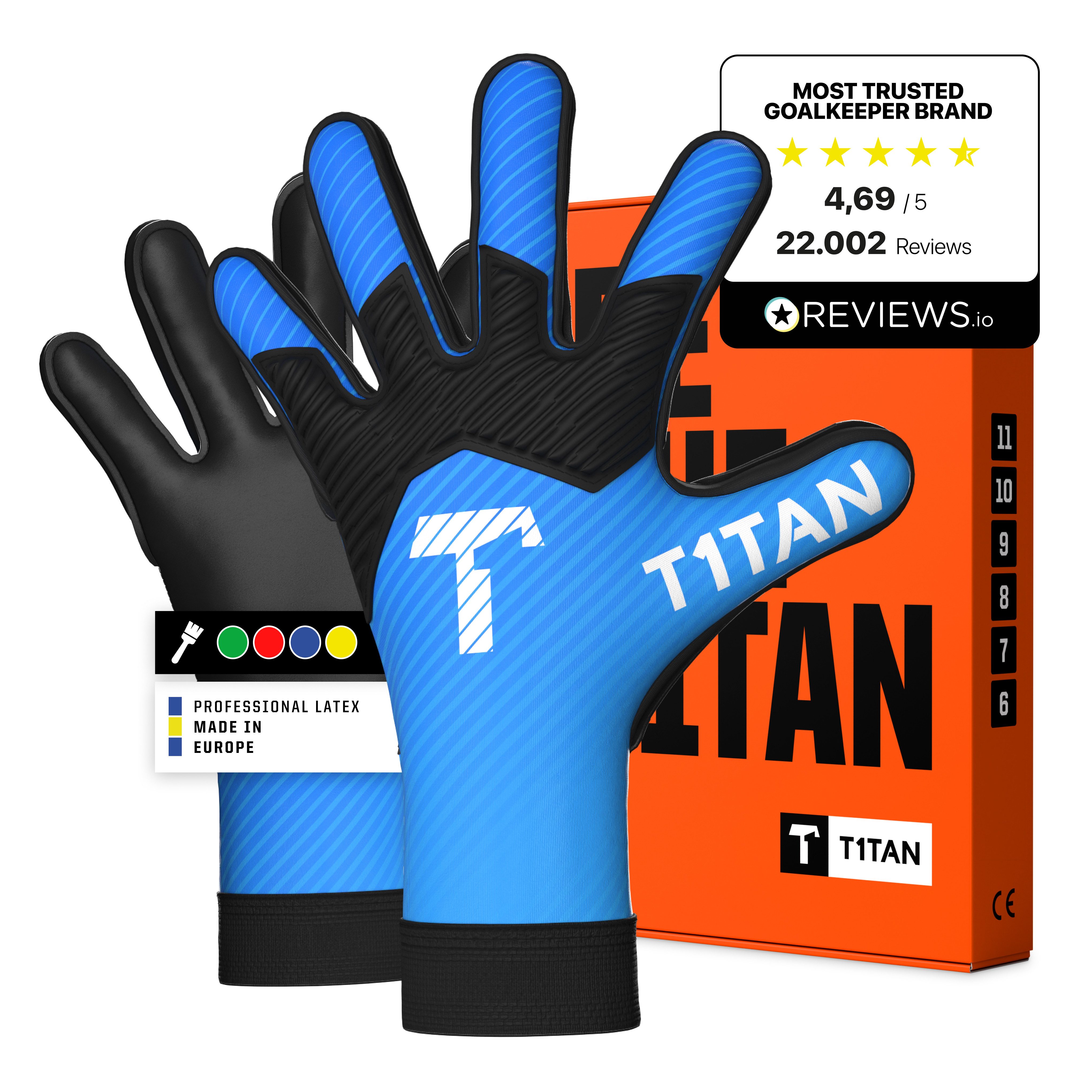 T1TAN Torwarthandschuhe Kinder, AROX Blue 1.0, Größe 3-8