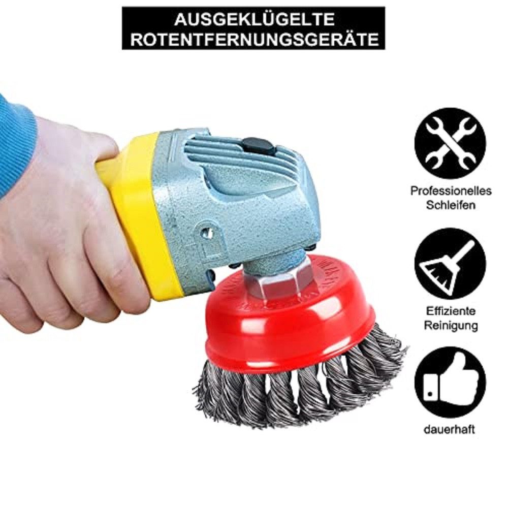 Youyijia Scheibenbürste 4PCS Topfbürste Winkelschleifer Drahtbürste Drahtbürsten-Set, 4-St.