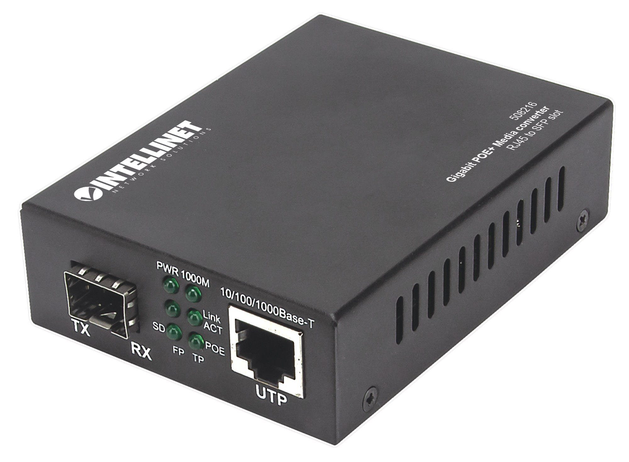+ Medienkonverter RJ45 PoE Intellinet Gigabit Netzwerk-Switch Intellinet 120km SFP
