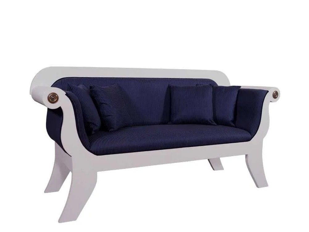 Velora Classic-Blue, schlichten Biedermeier 3D im des klassische Stil moebelfaktor 3-Sitzer Reproduktion