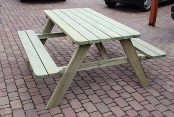 Platan Room Sitzgruppe Picknicktisch, Sitzgruppe aus Holz 120 / 150 / 170 cm Tisch Bank Kiefer massiv 35 mm