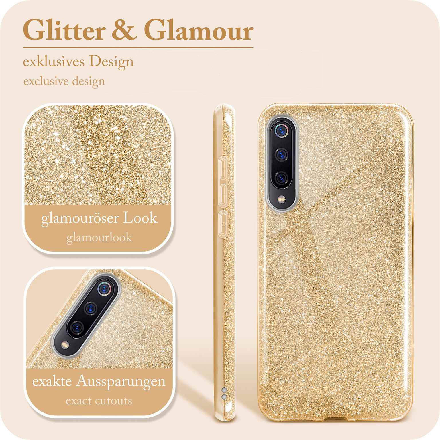 ONEFLOW Handyhülle für Xiaomi Mi 9 Glitzer Hülle Glitter Case Gold 6,39 Zoll, Hülle Glitzernd Dünne Schutzhülle mit Kameraschutz Frauen Glitzerhülle