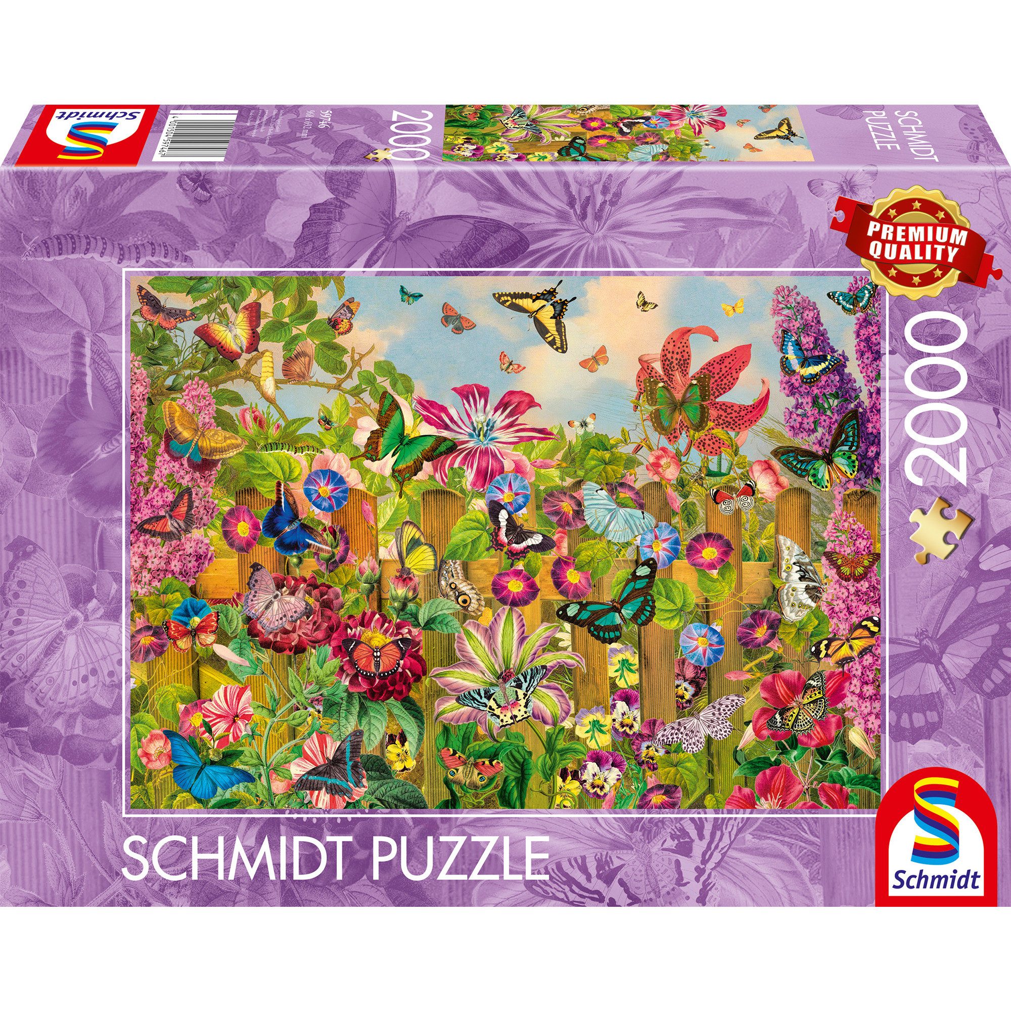 Schmidt Spiele Puzzle Schmidt Spiele Wunderschöner Schmetterlingsgarten, 2000 Puzzleteile