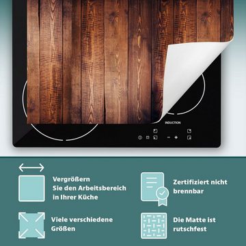 Decorwelt Herd-Abdeckplatte Herdabdeckplatte Kunststoff Aufrollbare Matte Küche Holz Braun Herd, (30x52, 1 tlg), für alle Herdarten excl. Gasherde