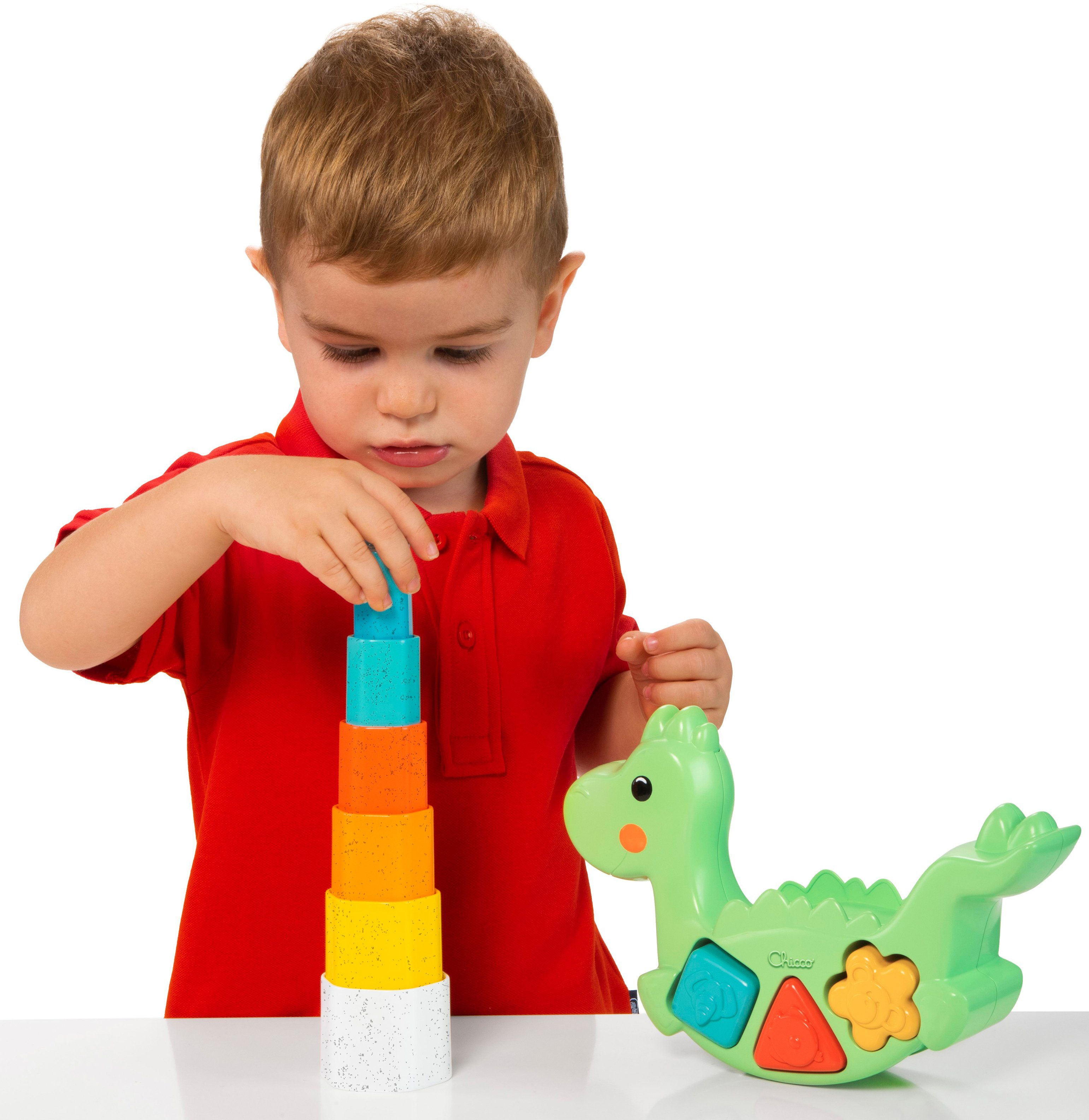 Chicco Lernspielzeug 2 In 1 Schaukeldino, teilweise aus recyceltem Material; Made in Europe