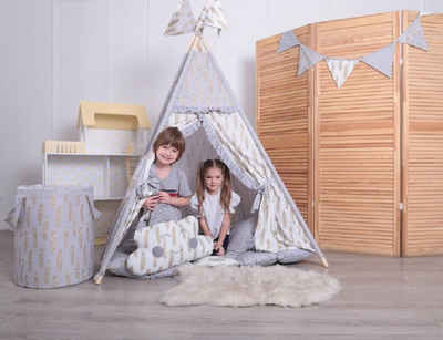 Welt der Träume Spielzelt Tipi Zelt Teepee Spielzelt Kinderzelt für Kinder mit dicke Bodenmatte, Kissen & Aufbewahrungsbox 630-25