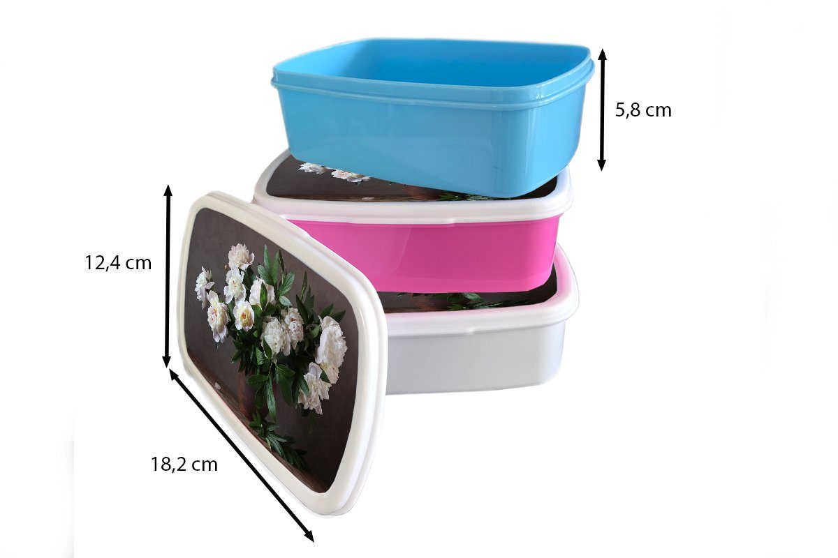 MuchoWow Lunchbox Blumen - Stilleben, Erwachsene, Mädchen, (2-tlg), Brotbox Kunststoff Kunststoff, Brotdose für Kinder, Snackbox, rosa