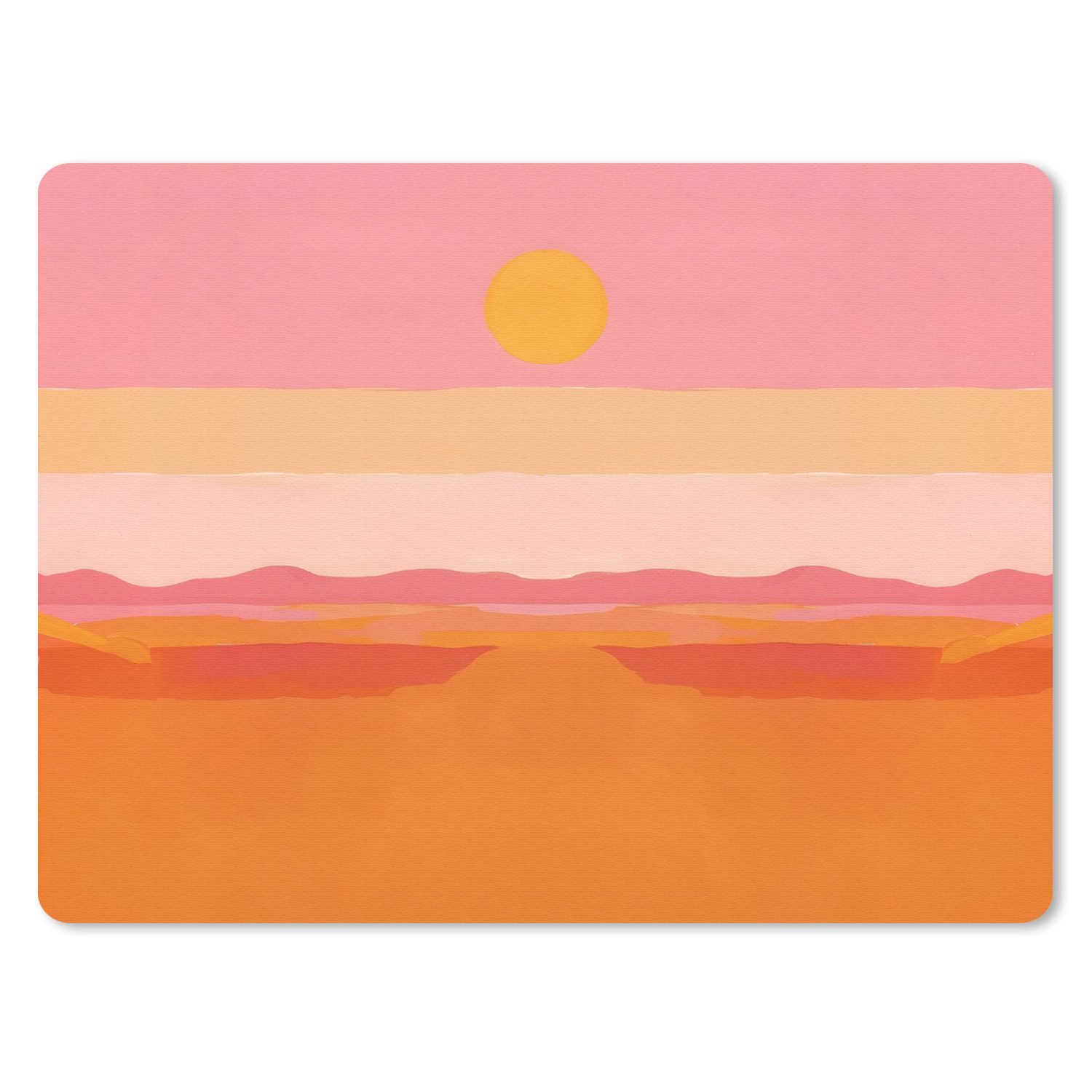 MuchoWow Mauspad Sonne - Abstrakt - Landschaft - Orange (1-St), Gaming, Mousepad Klein, Büro Zubehör, Mausunterlage, 23x19 cm