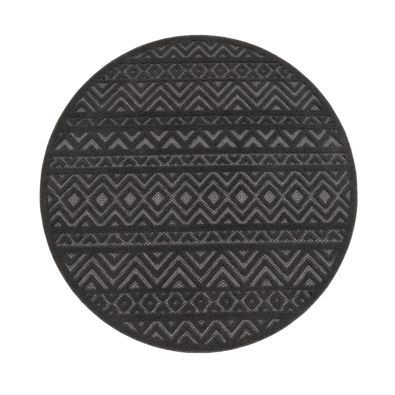 TT Home Teppich Diele, Esszimmer, Flur, Küche, Schlafzimmer, Wohnzimmer, Rund, Höhe: 14 mm, In-& Outdoor Teppich Esszimmer Wetterfest Balkon Unifarben 3D Boho Ska
