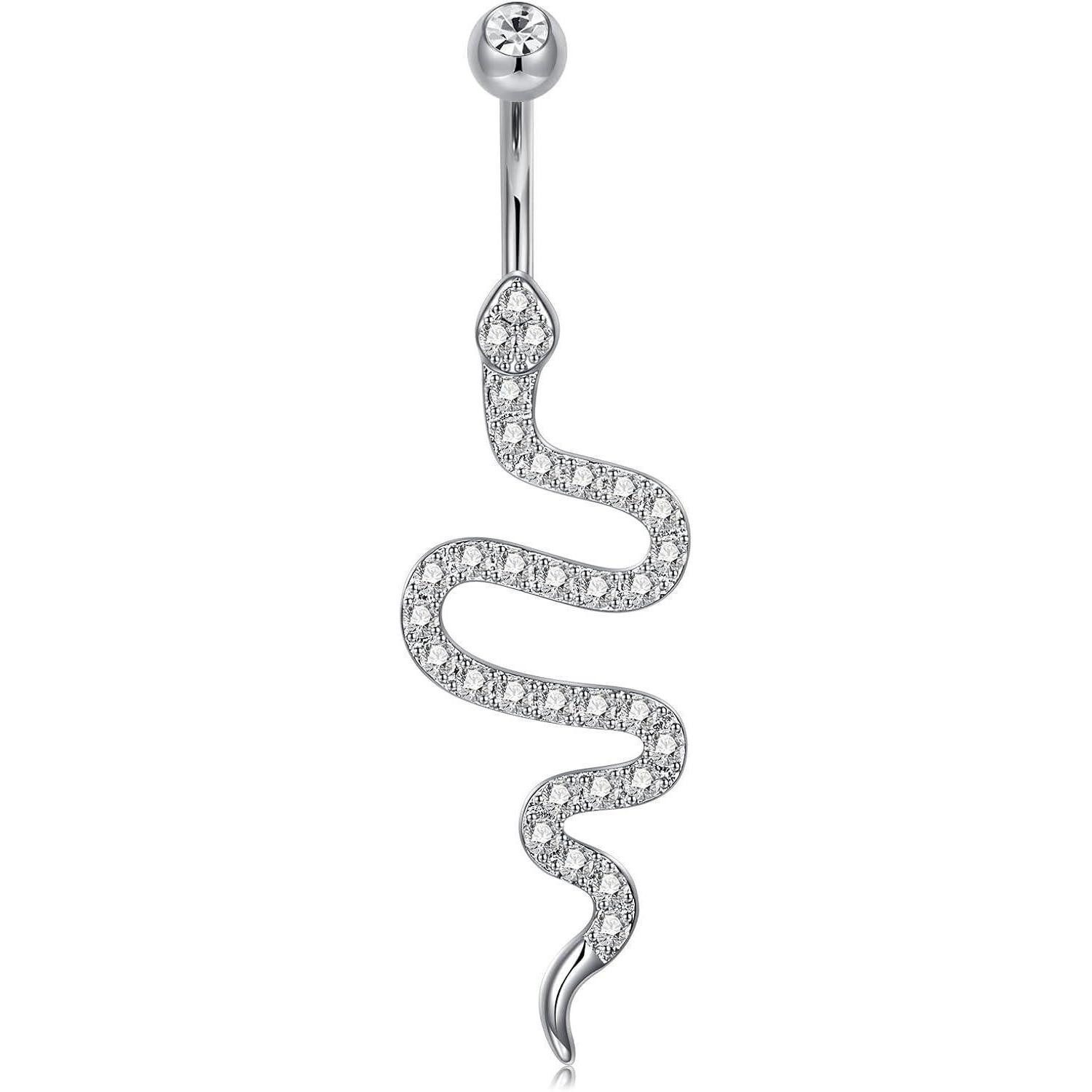 CIZME Bauchnabelpiercing 925 Silber Nabelpiercing mit Schmetterlings- und Herzanhänger