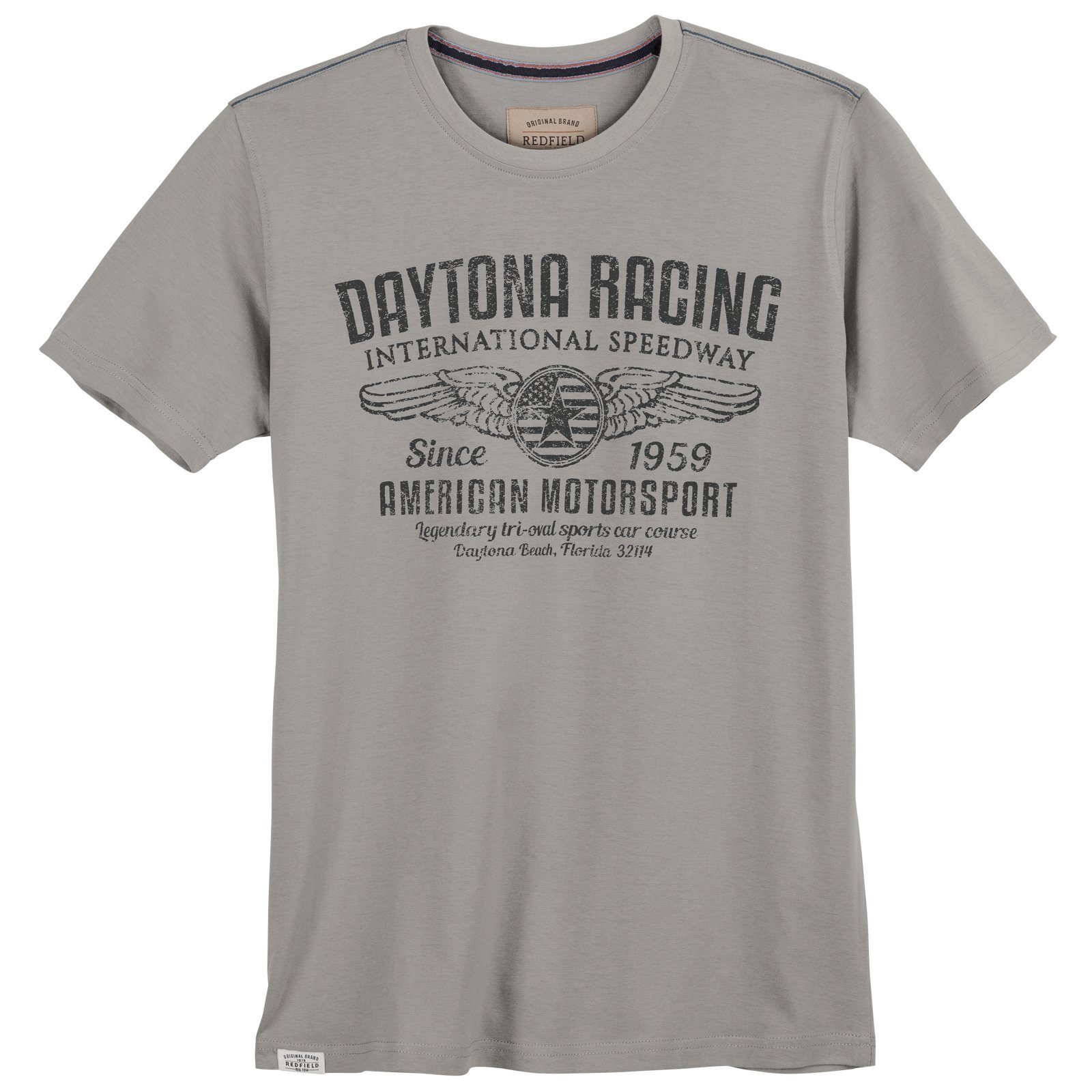 Große Größen Redfield grau redfield Racing Herren Daytona T-Shirt Rundhalsshirt