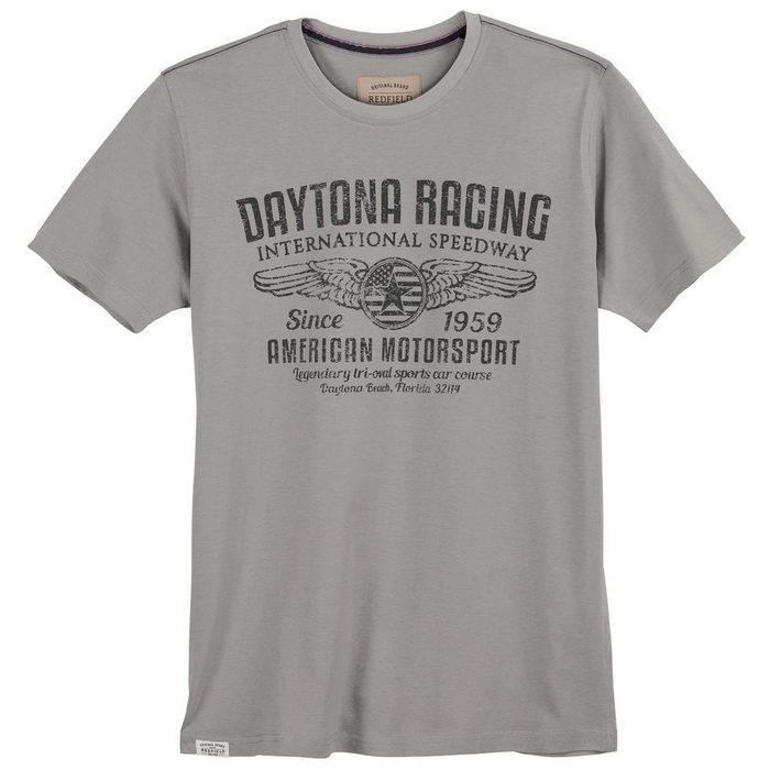 redfield Rundhalsshirt Große Größen Herren T-Shirt Daytona Racing grau Redfield