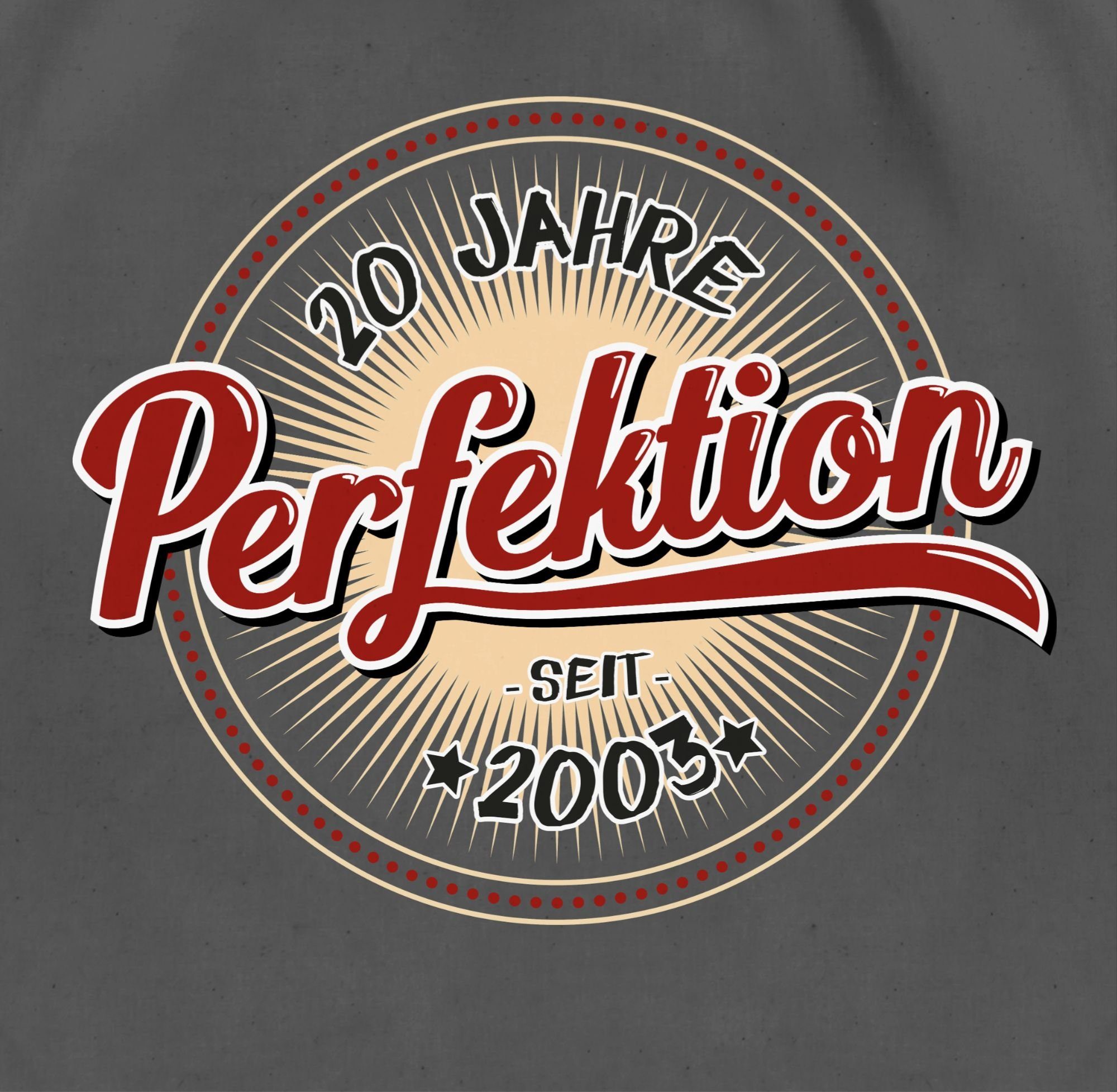 Jahre 20. Shirtracer Perfektion seit Zwanzig Geburtstag 2003, Dunkelgrau Turnbeutel 3