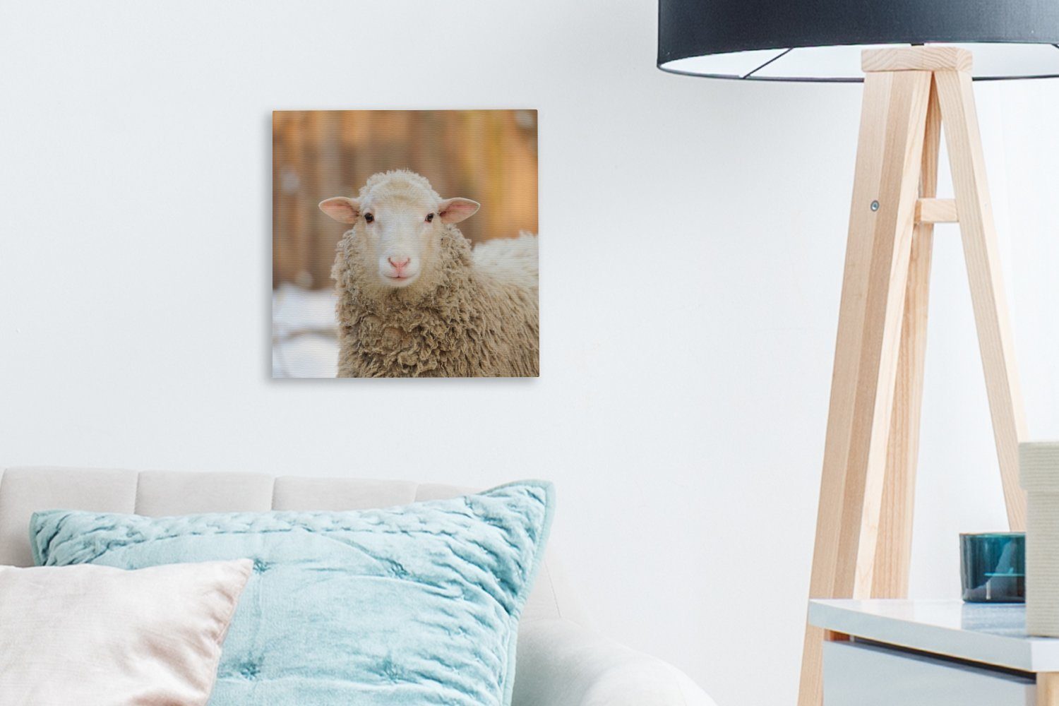 Leinwandbild St), - Schnee Bilder - Leinwand Wolle, für Schlafzimmer OneMillionCanvasses® Wohnzimmer (1 Schafe