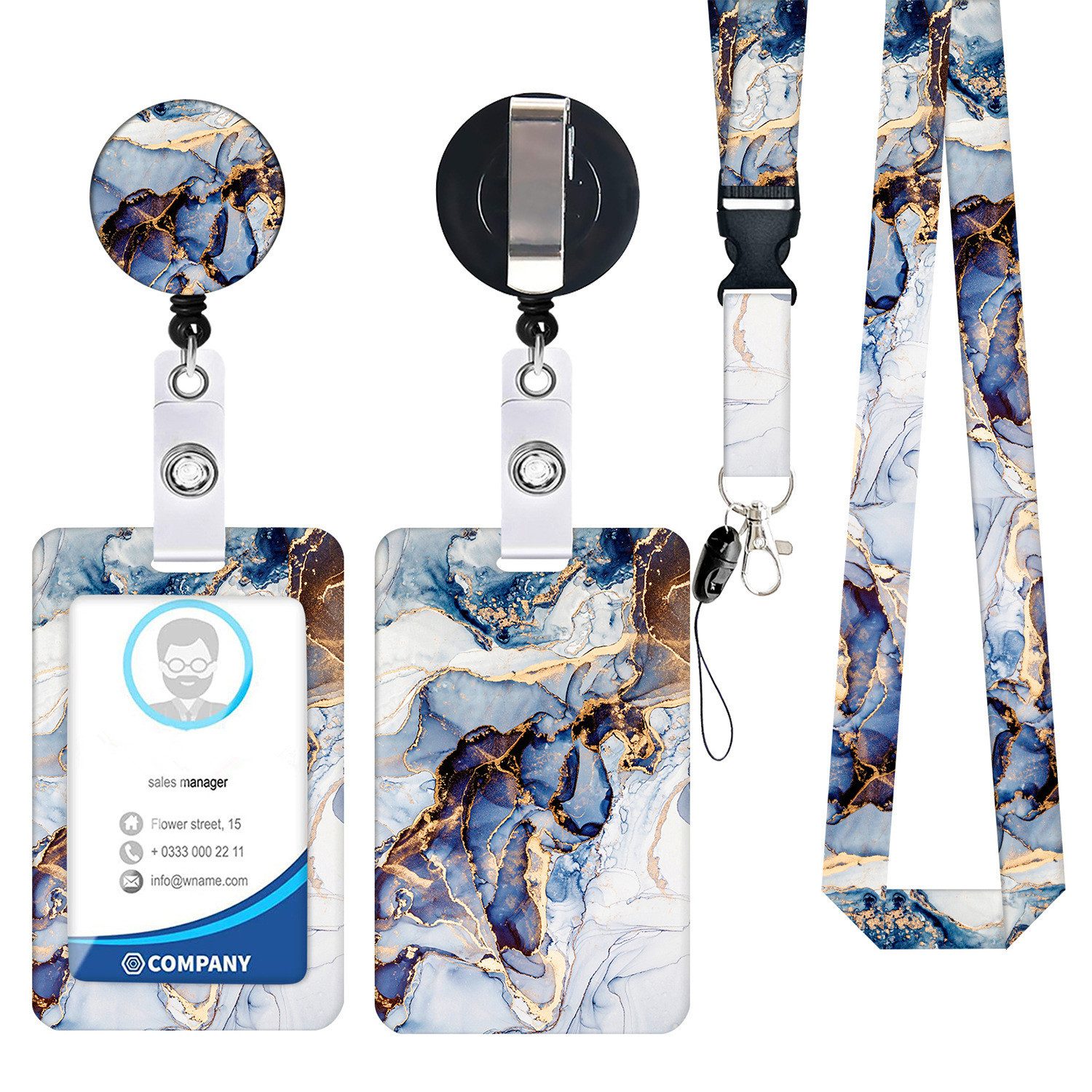XDeer Schlüsselanhänger 2 Stück Ausweishülle mit Band, Ausziehbarer Schlüsselanhänger Badge, Holder,Schlüsselband mit Karabiner für Frauen, Lehrer
