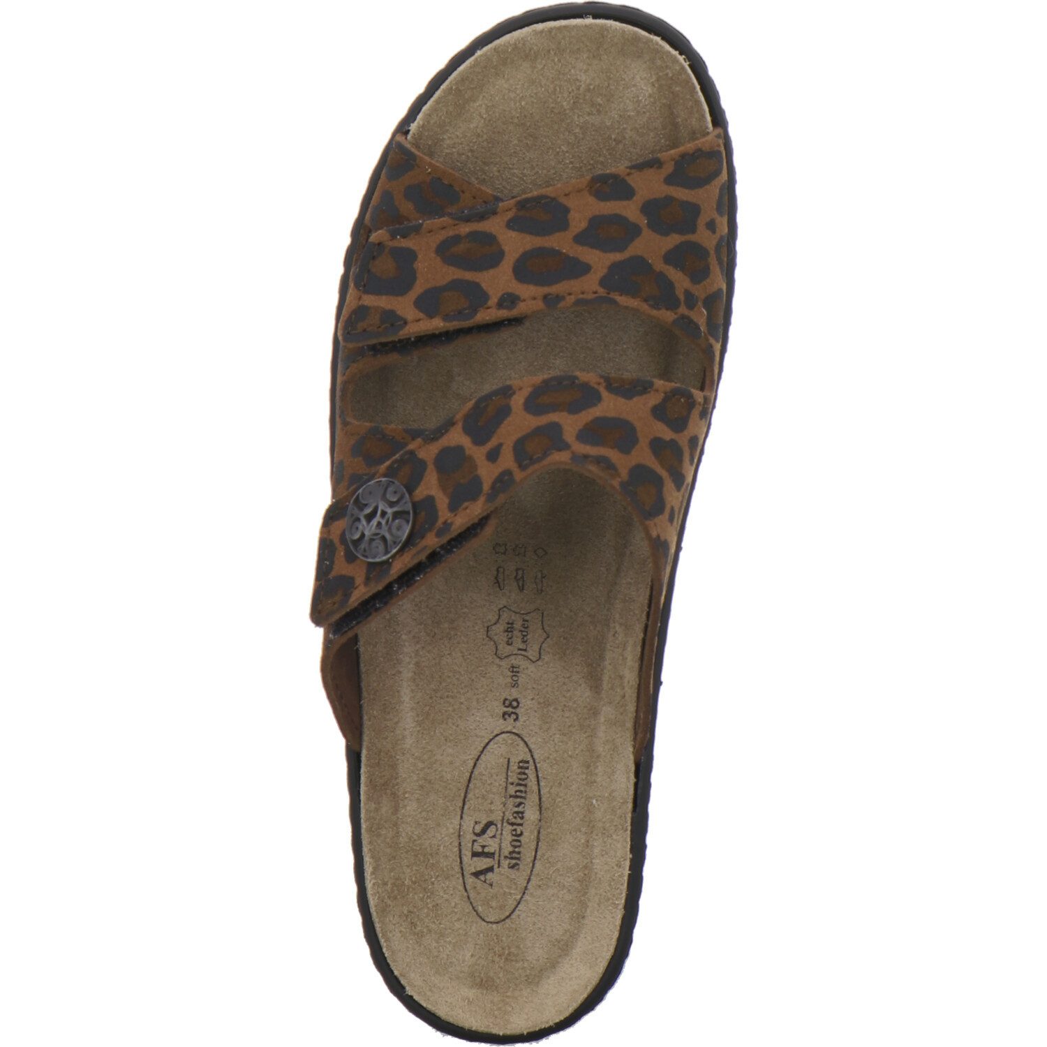 AFS-Schuhe 280893 Wechselfußbett Pantolette für Damen mit Keilabsatz, bequeme Sandalen aus Leder
