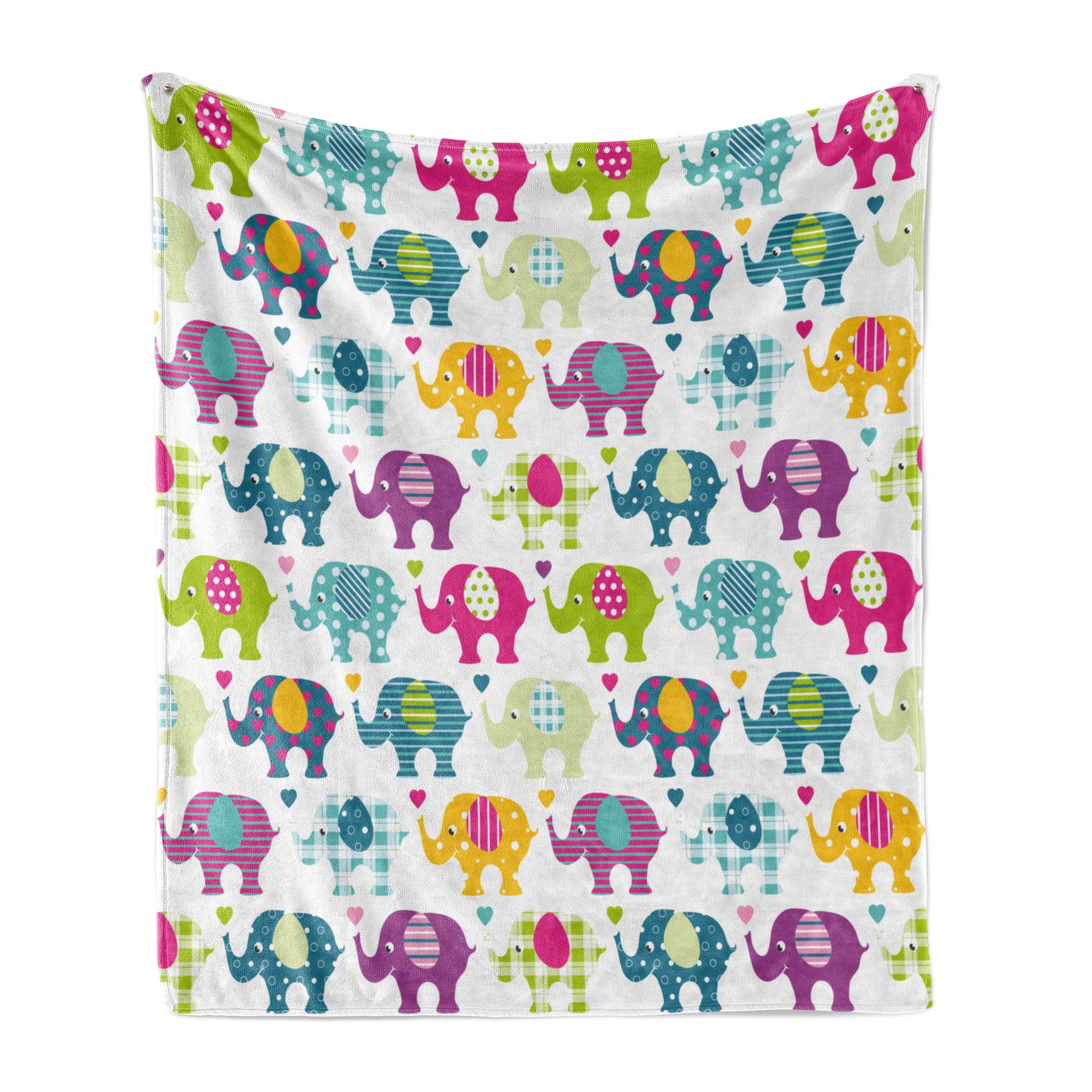 Wohndecke Gemütlicher Plüsch für Nursery Außenbereich, und Plaid Tartan Polka Innen- Abakuhaus, Elephant den