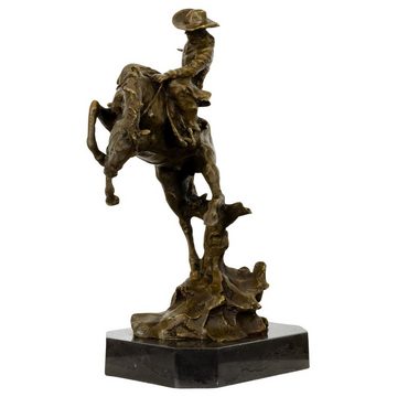 Aubaho Skulptur Bronzeskulptur Figur Rodeo Reiter nach Frederic Remington Cowboy Repli