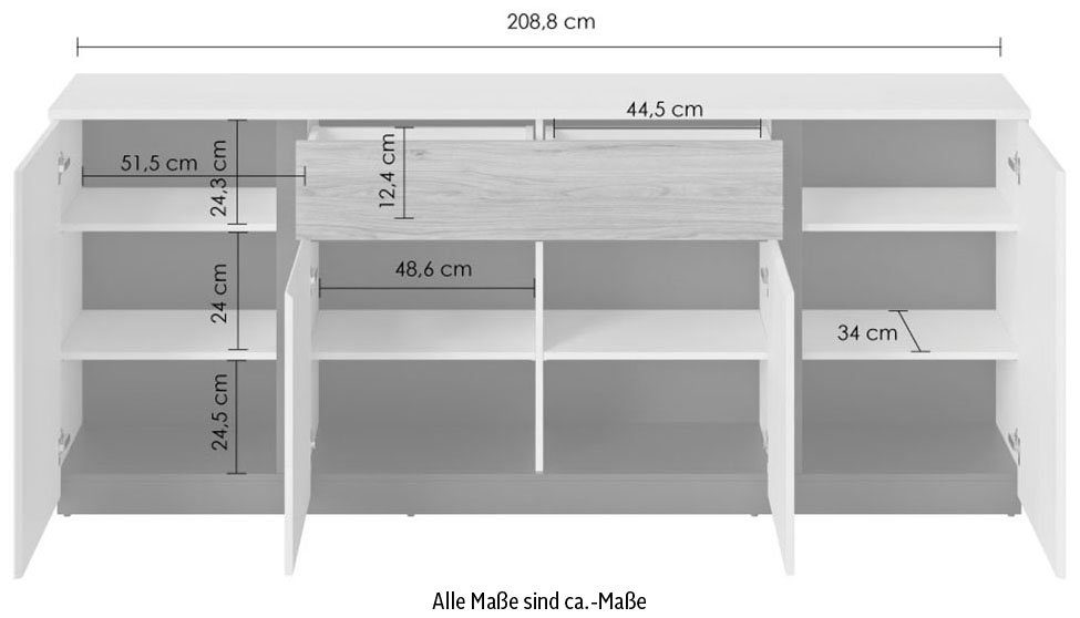 INOSIGN Sideboard Novena, Breite 209 cm