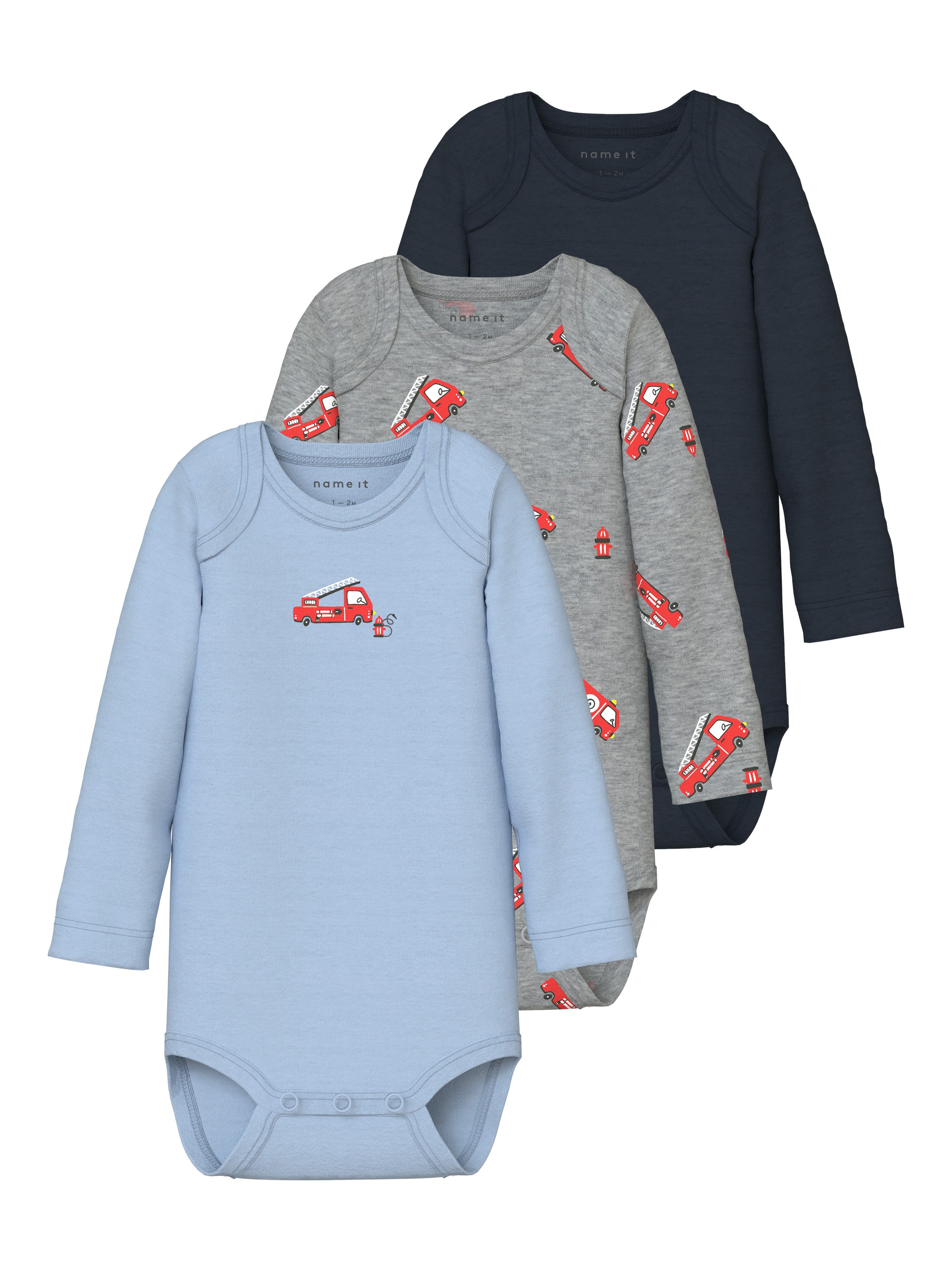 Name It Langarmbody NBMBODY 3P LS FIRETRUCK NOOS (Packung, 3-tlg)