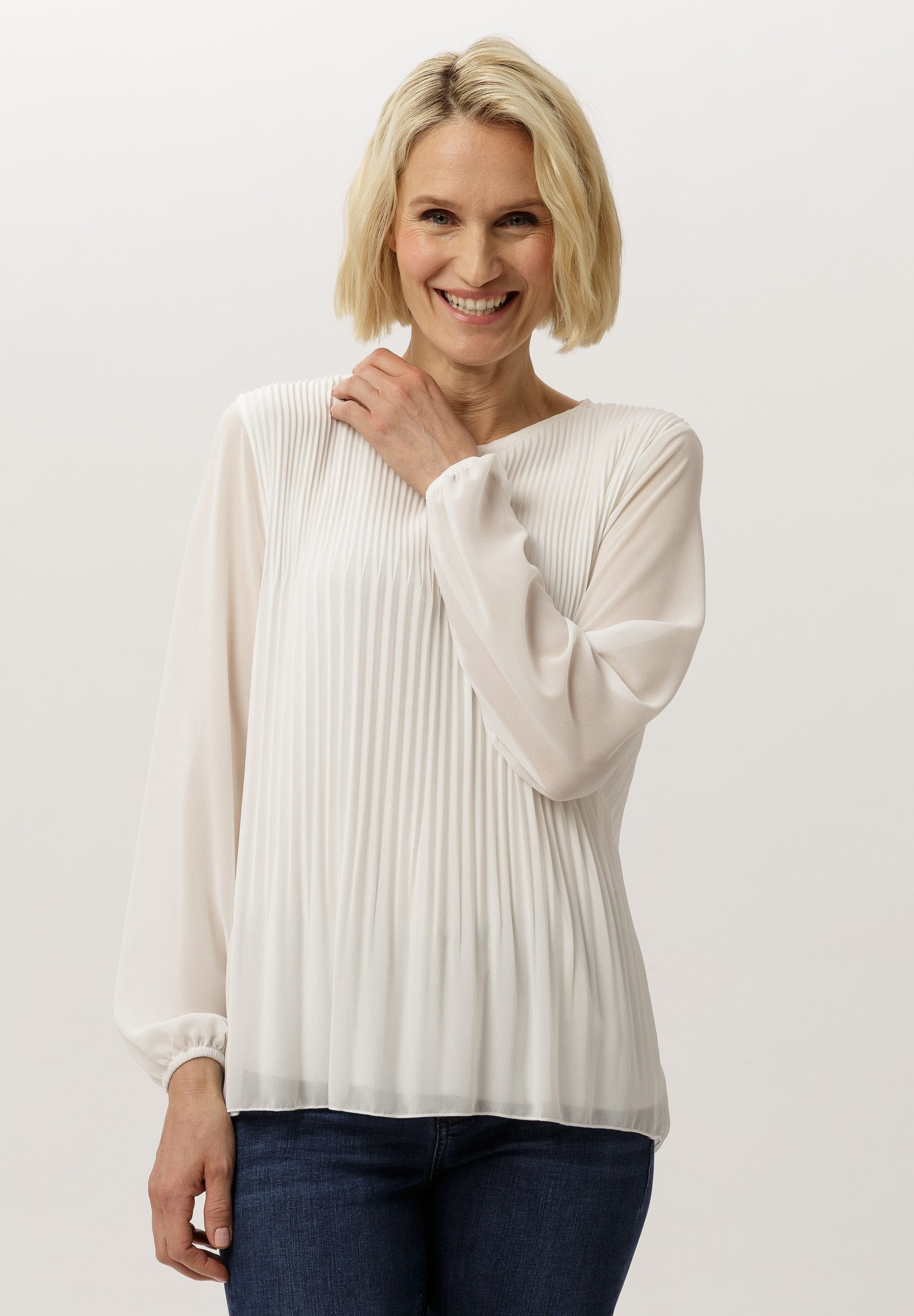 FRANK WALDER Langarmbluse mit Plissee-Struktur günstig online kaufen