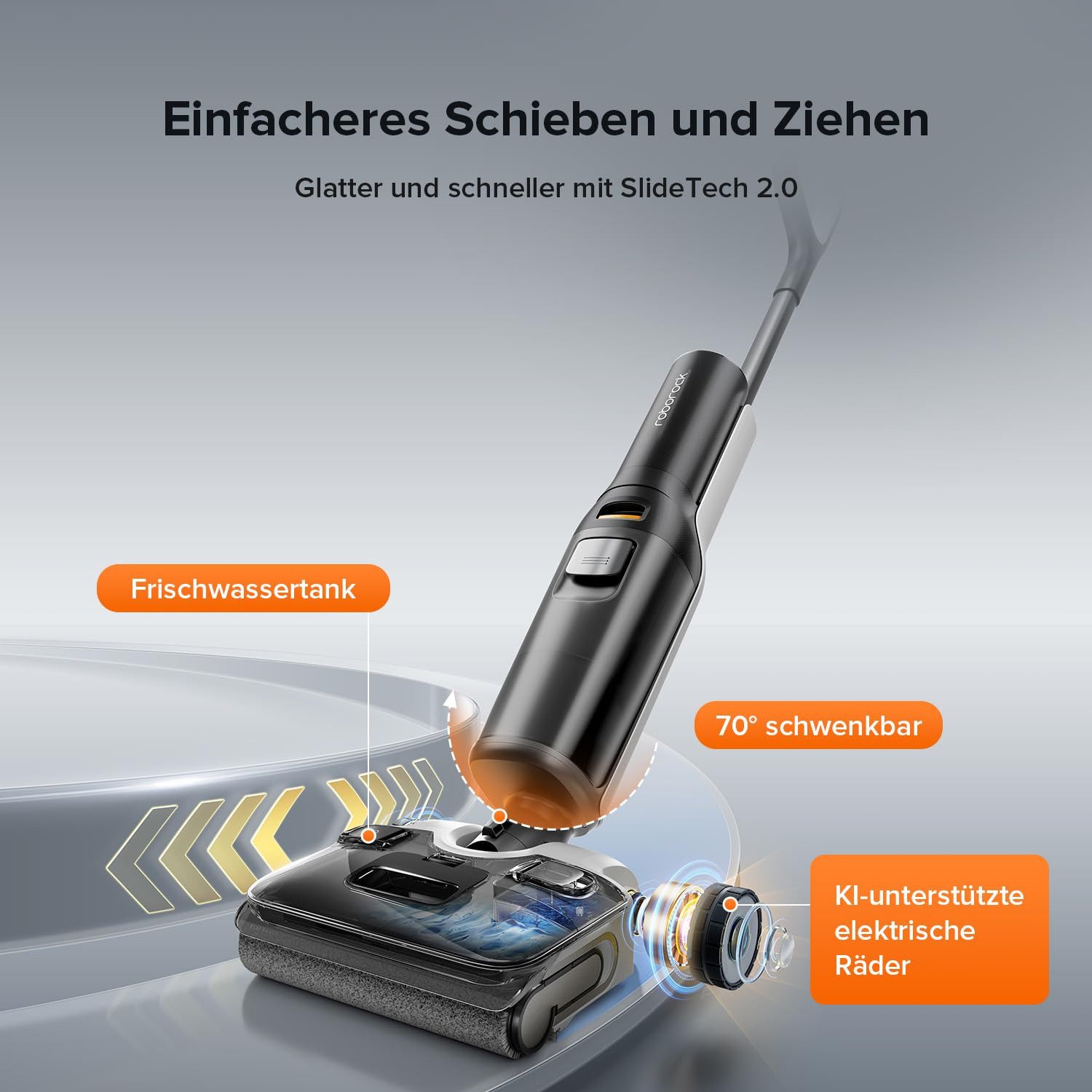 Roborock Nass-Trocken-Akkusauger F25 ALT mit KI-unterstützten Rädern, kabelloser Hartbodenreiniger mit 20.000 Pa, 90°C Hochtemperatur-Selbstreinigung & schnelle Heißlufttrocknung, 60 Minuten Akkulaufzeit, Automatischer Waschmittelspender