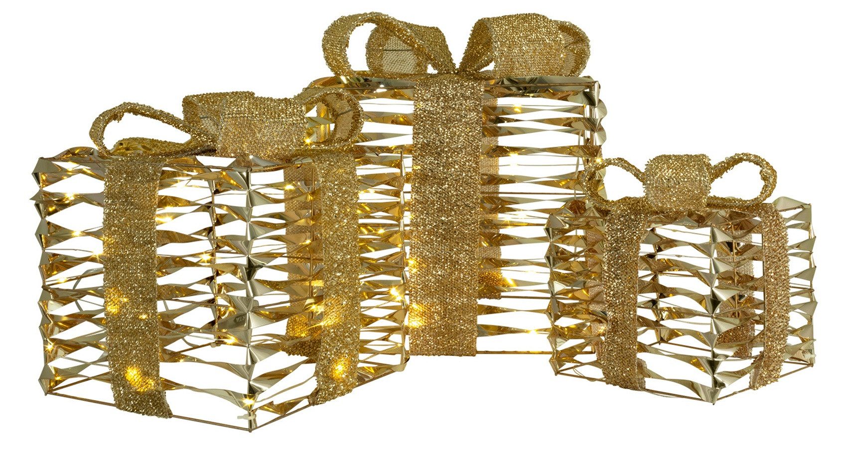 foolonli LED Tischleuchte Geschenkset 3tlg 30cmH LED Timer Winterdeko Gold Weihnachtsdeko Home, warm weiss