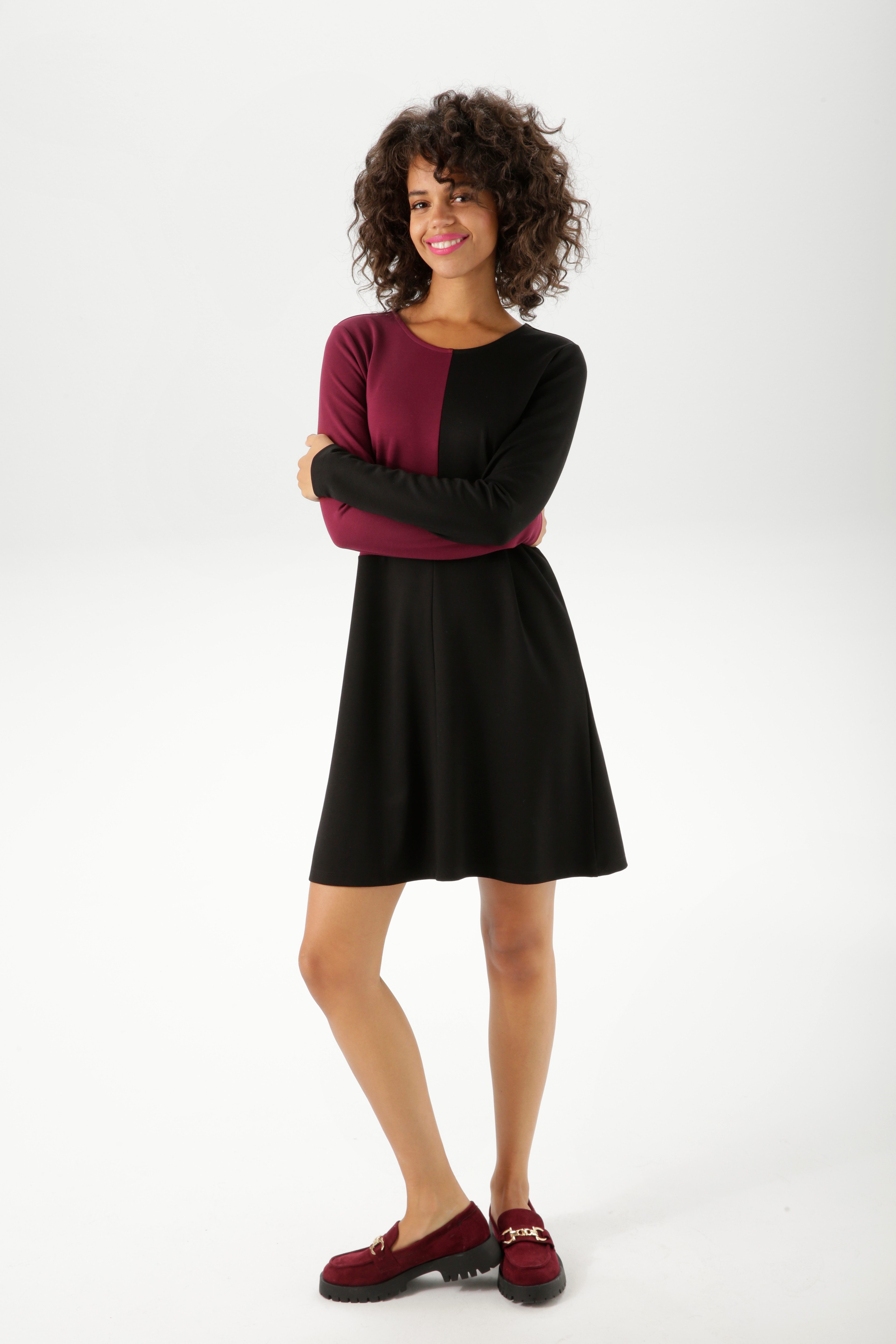 Aniston CASUAL Jerseykleid mir raffiniertem Farbeinsatz günstig online kaufen