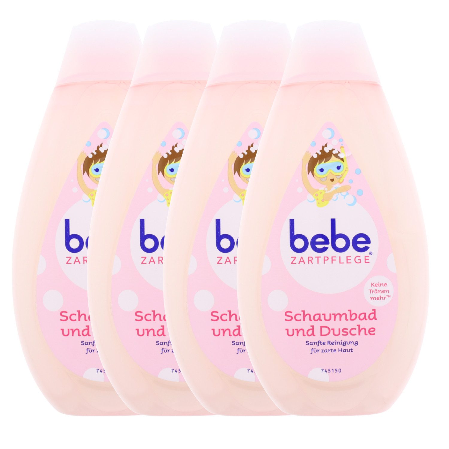 bebe Badeschaum 4 x bebe Zartpflege Schaumbad & Dusche je 500ml Sanfte Reinigung Keine