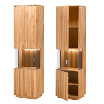 Lomadox Wohnzimmer-Set LUCERA-52, (Mega-Spar-Set, 5-St., 5-tlg), weiß Eiche massiv inkl. Couchtisch Sideboard LED Beleuchtung